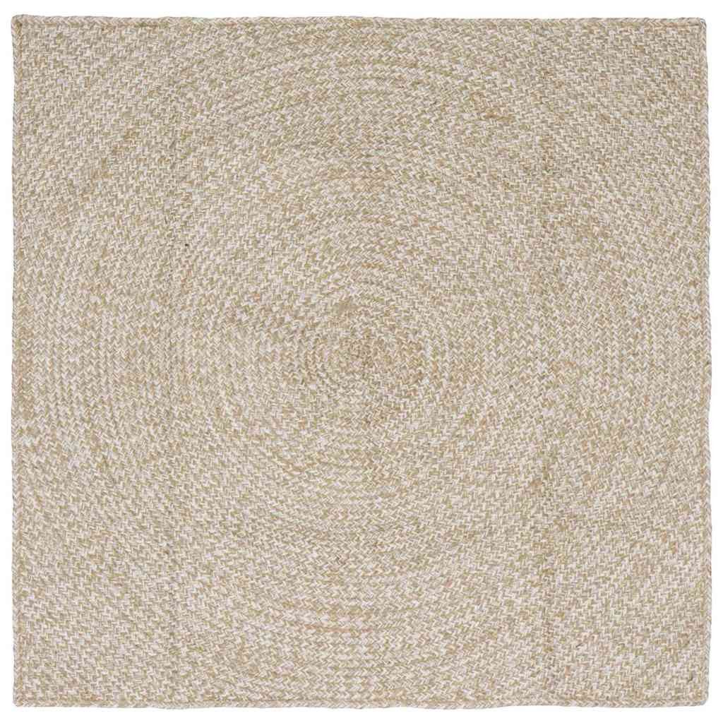 vidaXL Teppich Bereichsteppiche Natürlich und Weiß 120 x 120 cm Jute