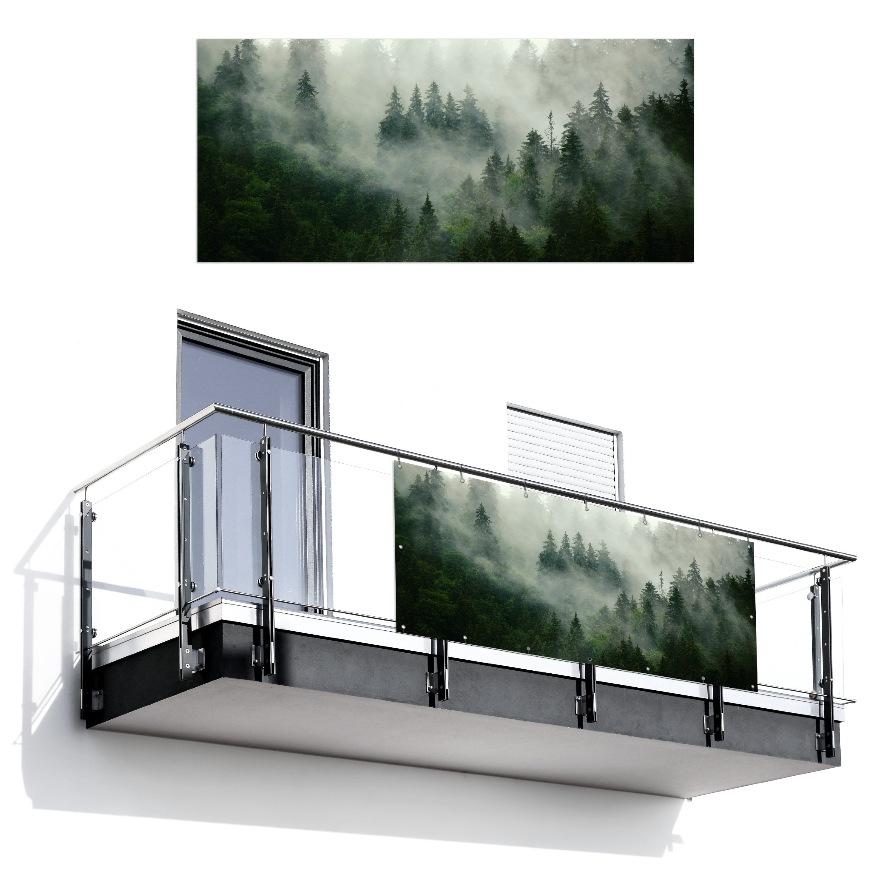 MuchoWow Balkonsichtschutz Wald - Nebel - günstig online kaufen