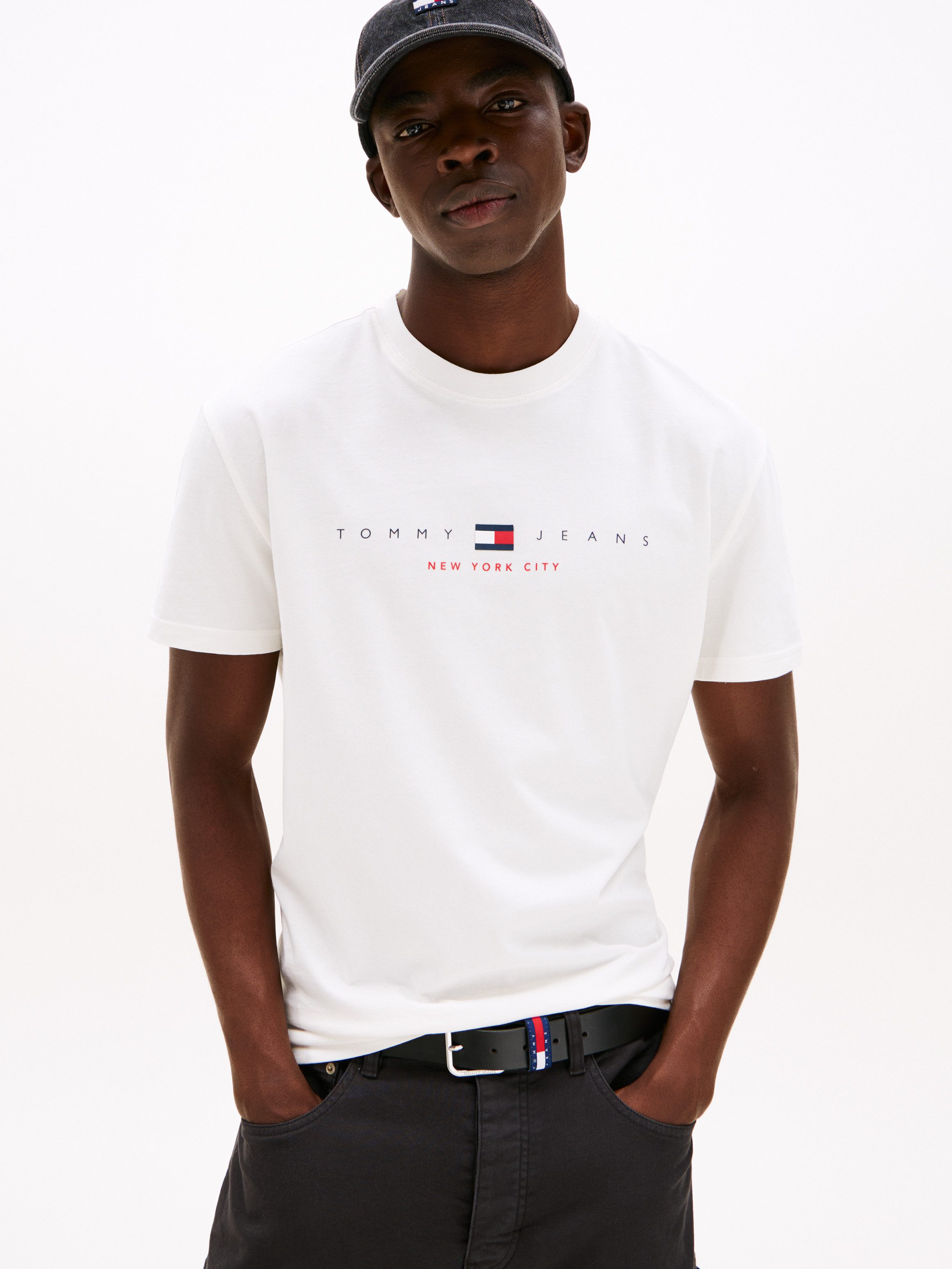 Tommy Jeans T-Shirt TJM REG FLAG LINEAR SS TEE EXT Mit Rundhalsausschnitt günstig online kaufen
