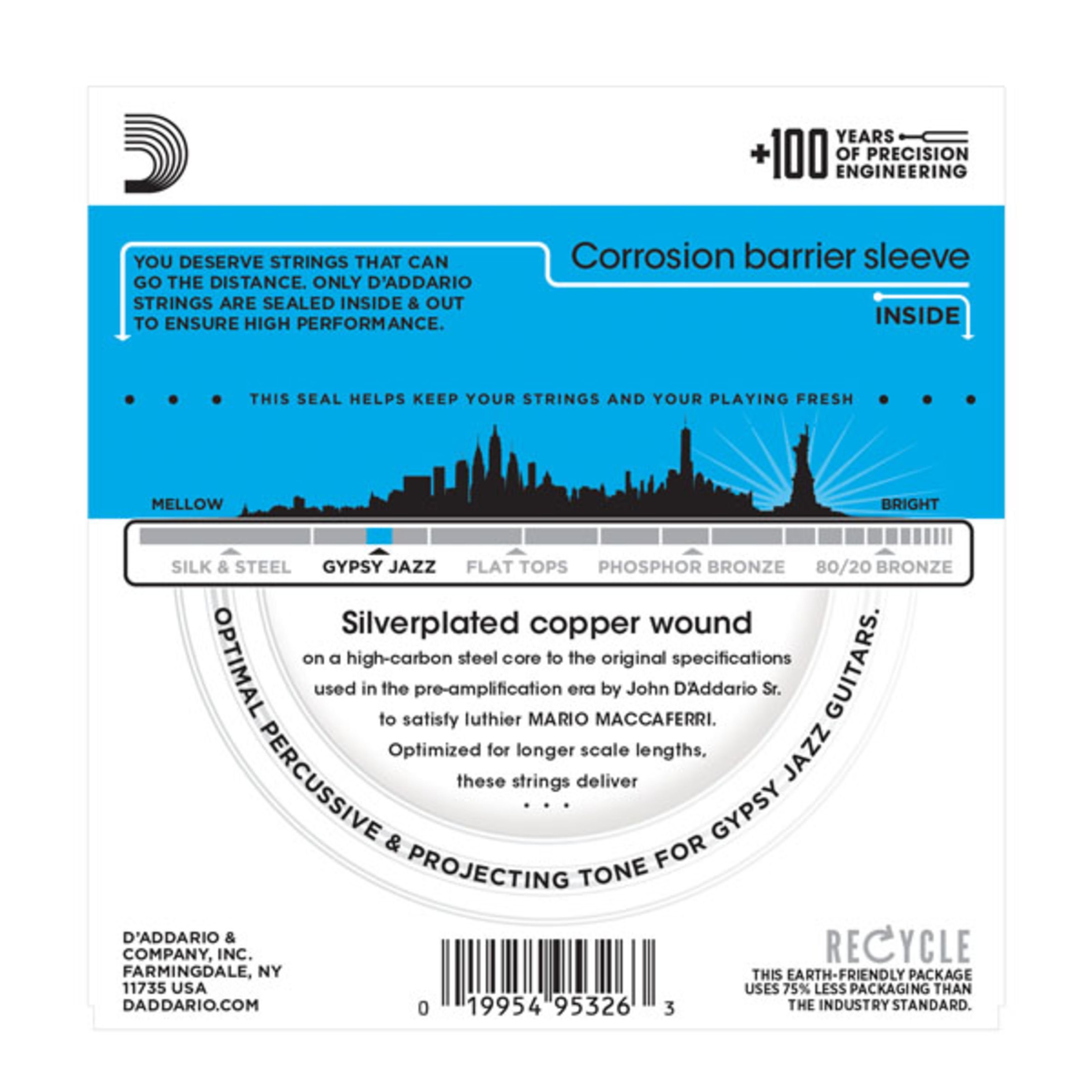 Daddario Saiten, (Gypsy Jazz Saiten EJ83L 10-44 Silverplated Wound), EJ83L Gypsy Jazz Acoustic Guitar Strings 10-44 -