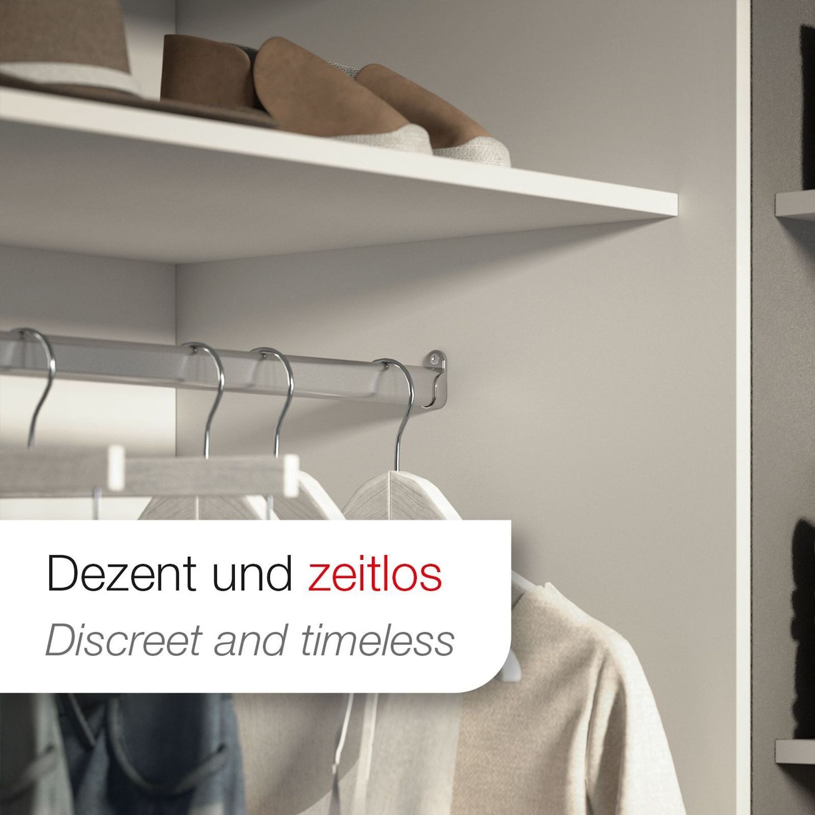 SO-TECH® Garderobenstange Schrankstange oval 30x15 mm Chrom poliert mit Stangenlagern, Set mit Stange 100 cm und 2 Haltern