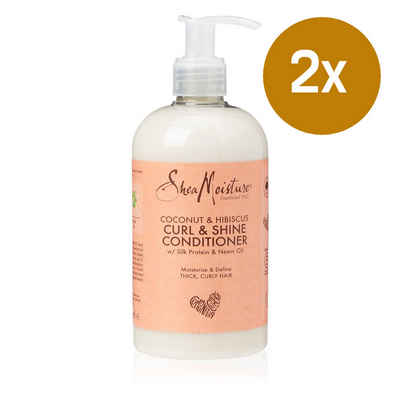 Shea Moisture Haarspülung Curl & Shine Conditioner Coconut & Hibiscus 379ml, für lockiges Haar, 2-tlg., Sulfatfrei, Farbfrei