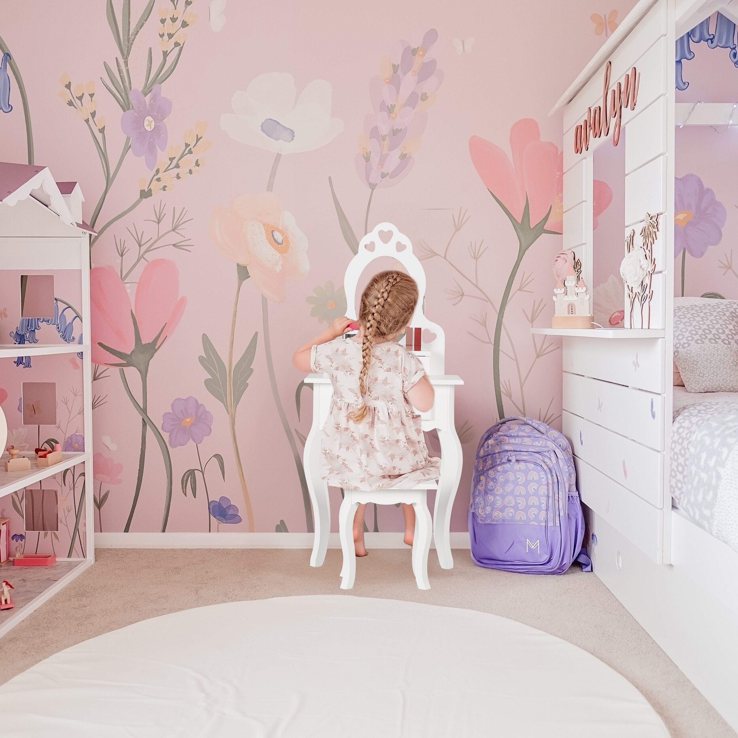 relaxdays Schminktisch Kinder Schminktisch mit Hocker