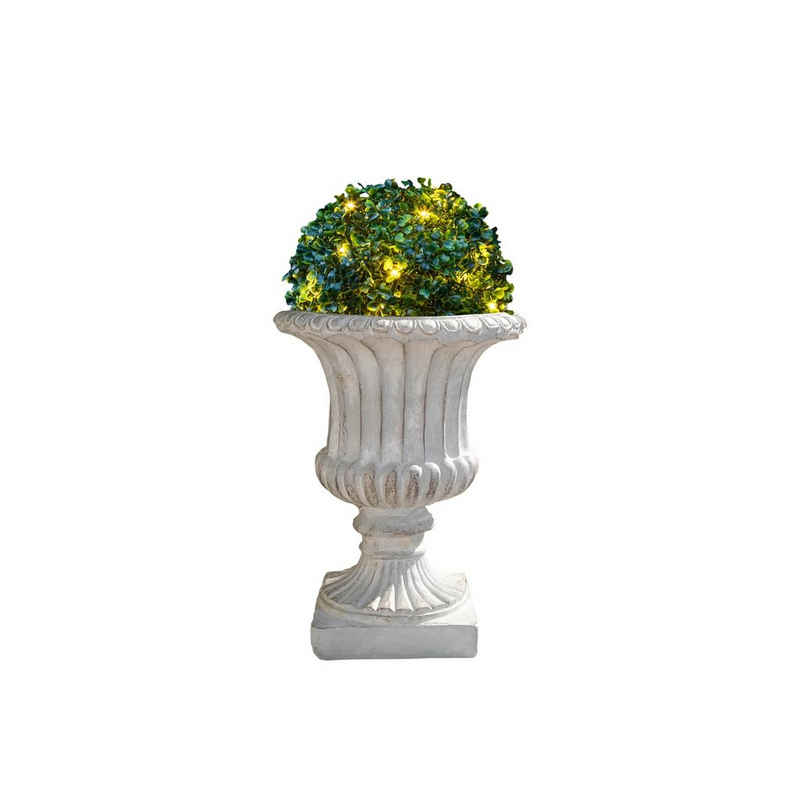 HTI-Living Weihnachtsfigur LED beleuchteter Pflanzkübel Athene Hellgrau (Stück, 1 St., 1 Pflanzkübel mit Buchsbaum und Lichterkette), Leuchtdeko Türdekoration