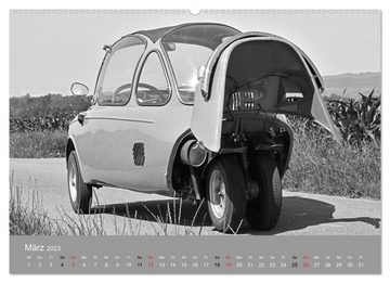 CALVENDO Wandkalender Der Heinkel Kabinenroller Typ 154 in schwarzweiß (Premium, hochwertiger DIN A2 Wandkalender 2023, Kunstdruck in Hochglanz)