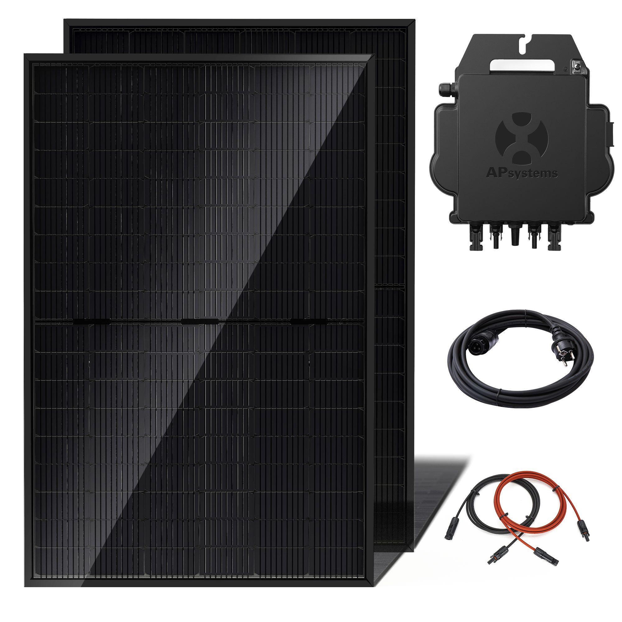E.For.U Solarmodul Balkonkraftwerk, 800,00 W, Monokristallin, (880W/800W mit 2x440W Bifazialer Glas Solarmodule, APsystems Wechselrichter 600W/800W einstellbar), inkl. integrierter WLAN&BT Überwachung, 0% MwSt.