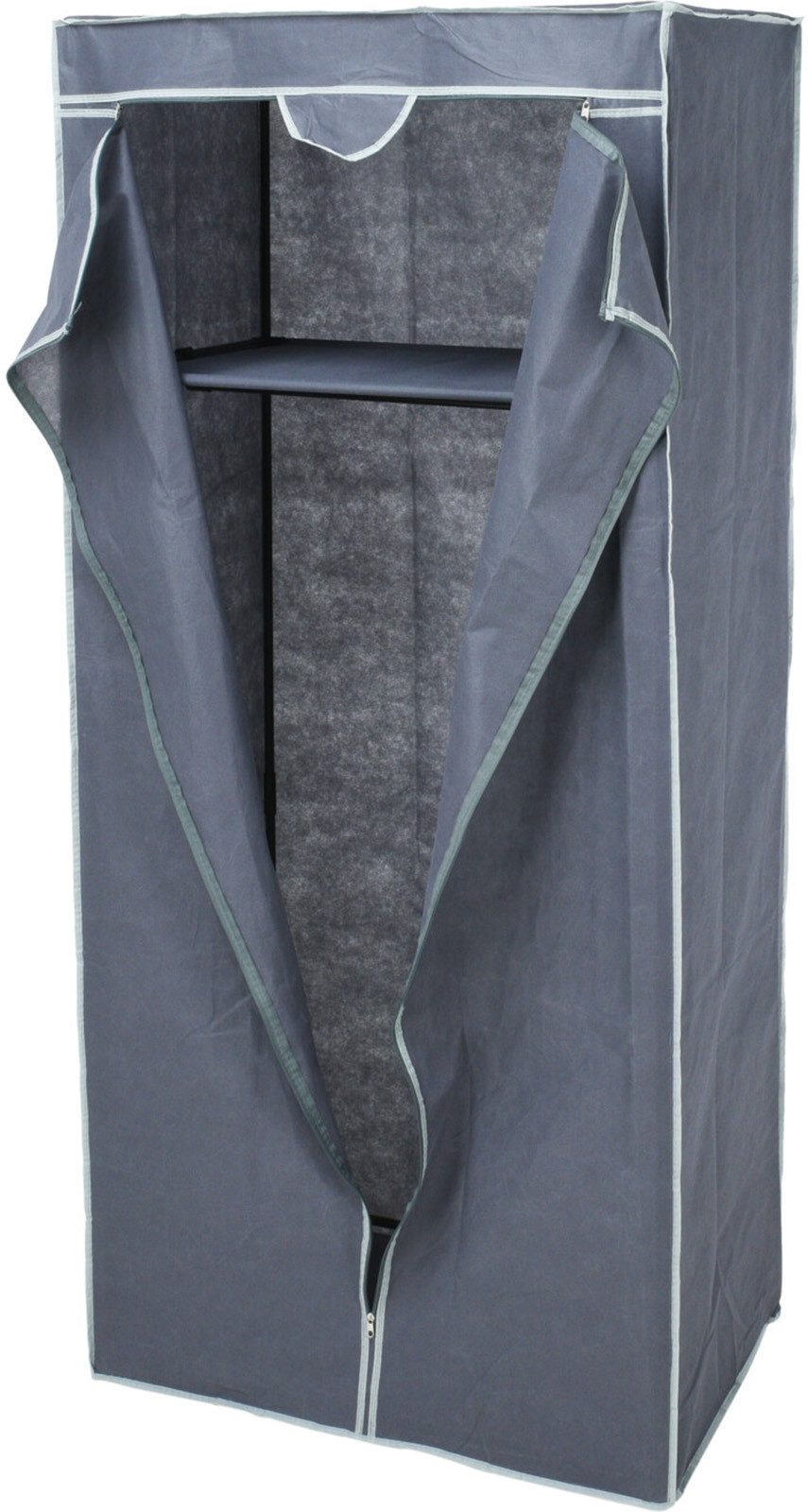 Koopman Campingschrank Kleiderschrank Stoffschrank 160x75 cm Grau Stecksystem (1-St) 160x75x46cm, Kleideraufbewahrung, Metall / Polyester, Bügelstange