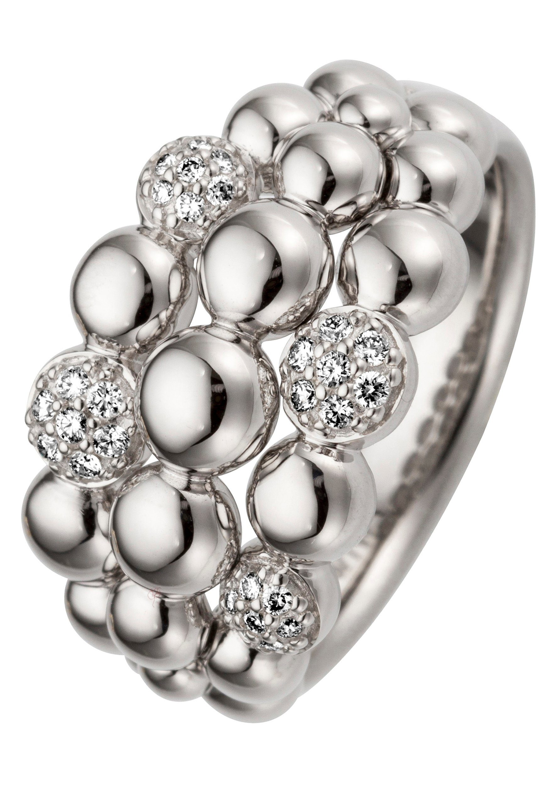 JOBO Fingerring, 585 Weißgold mit 28 Diamanten