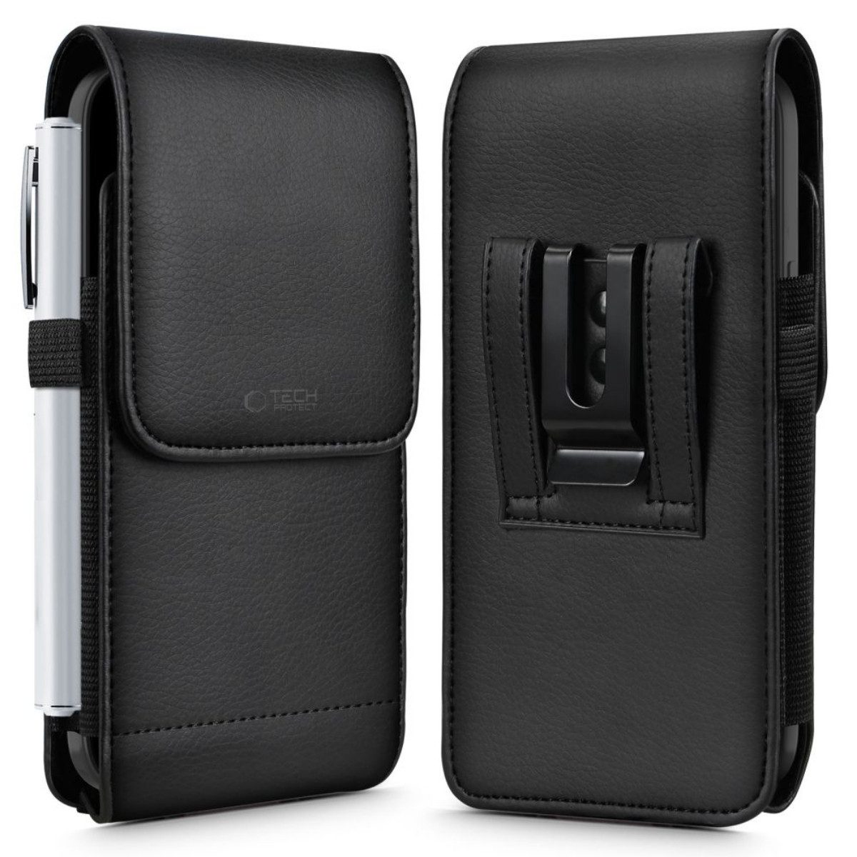 TECH PROTECT Handyhülle SM75 Tasche für 5,8–6,8 Smartphones – Schwarz 5,8–6,8 Zoll, Universelle Gürteltasche aus Öko-Leder mit Magnetverschluss