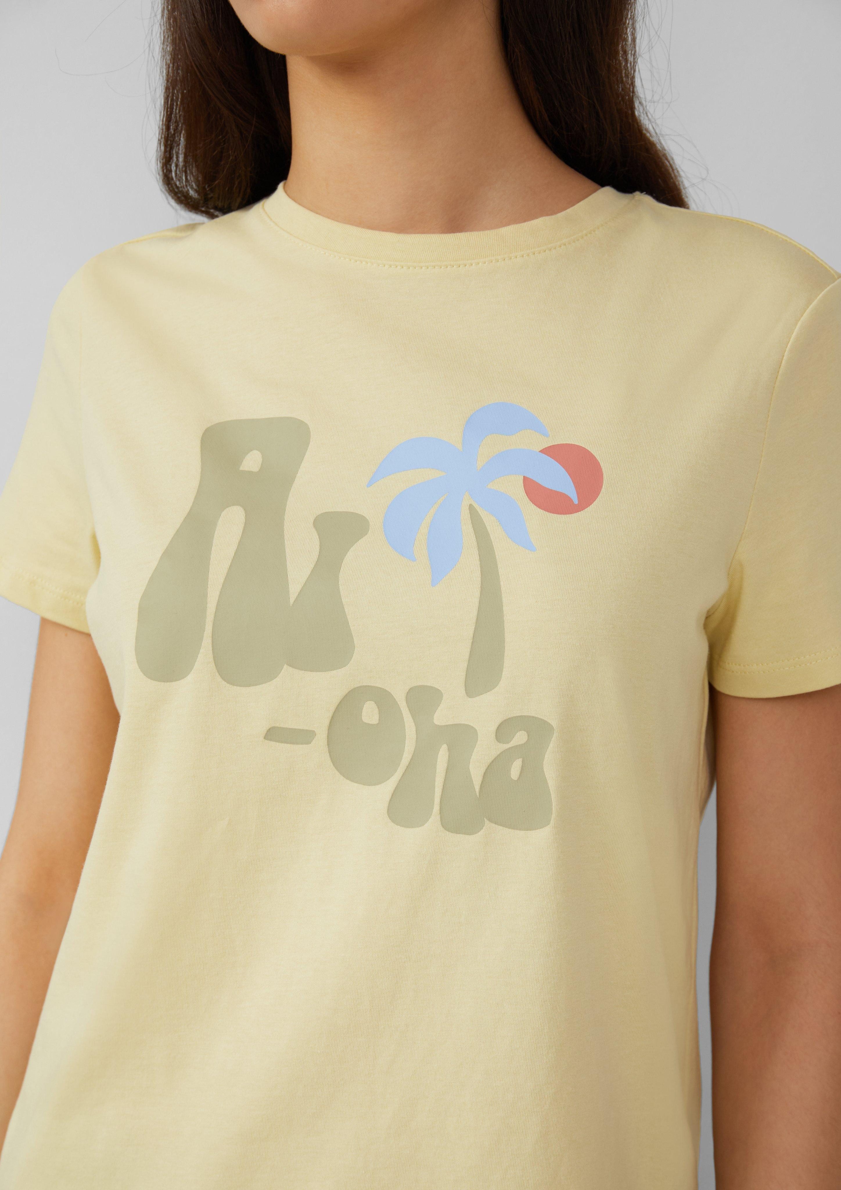 QS Kurzarmshirt Baumwollshirt mit Frontprint günstig online kaufen