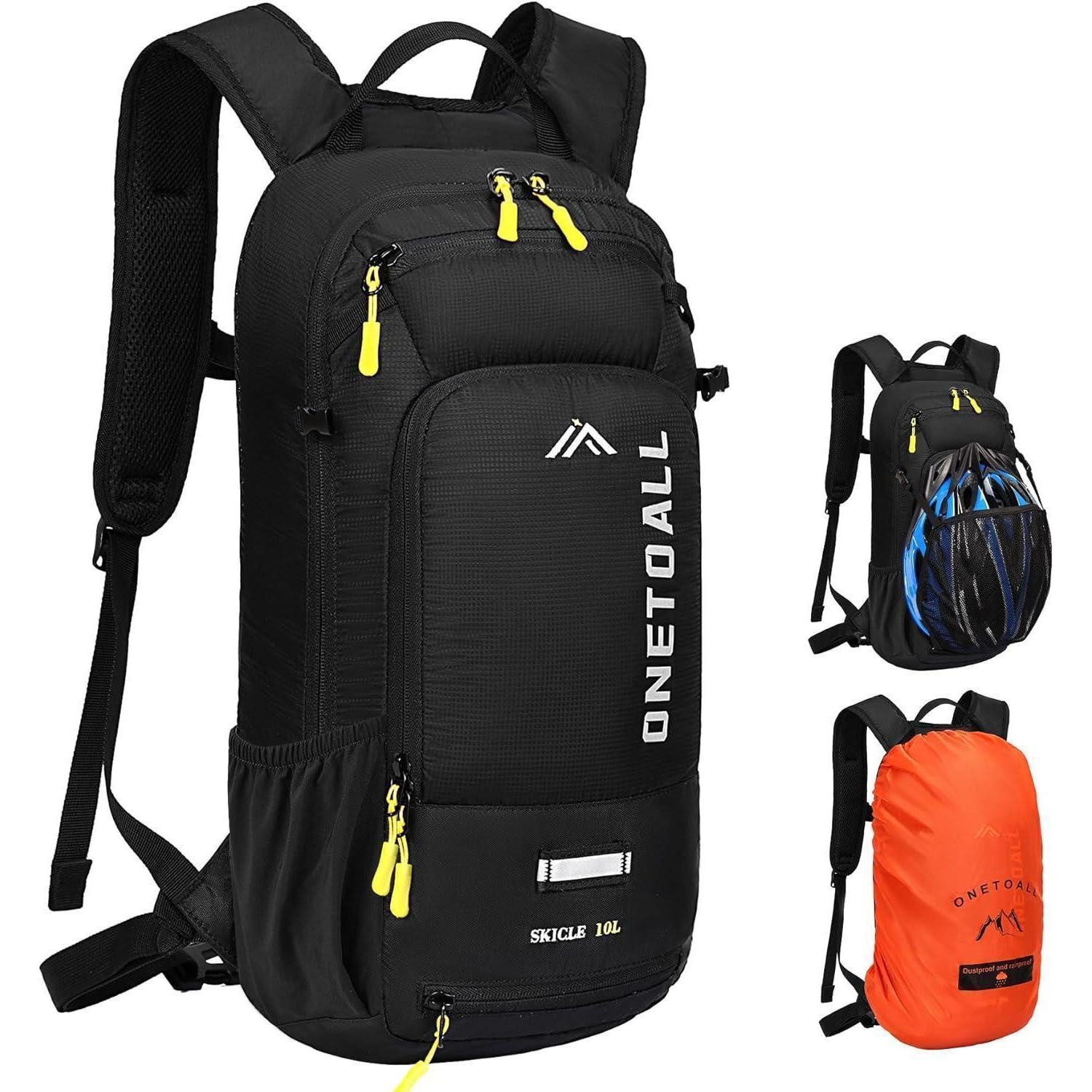 LuxusKollektion Fahrradrucksack Fahrradrucksack 10L mit Regenschutz und Helmnetz, wasserdicht, Schwarz
