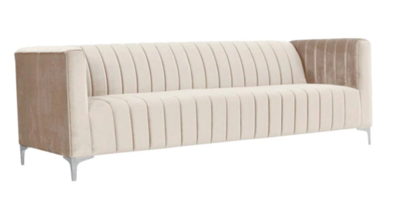 JVmoebel 3-Sitzer in Beige Stoff Design Couch, Made Dreisitzer Wohnzimmer Europe