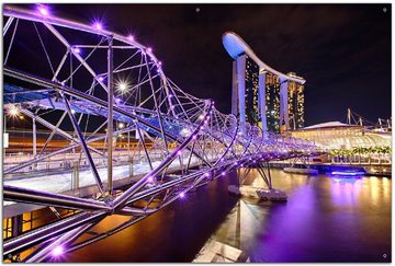 Wallario Sichtschutzzaunmatten Helix-Brücke in Singapur bei Nacht