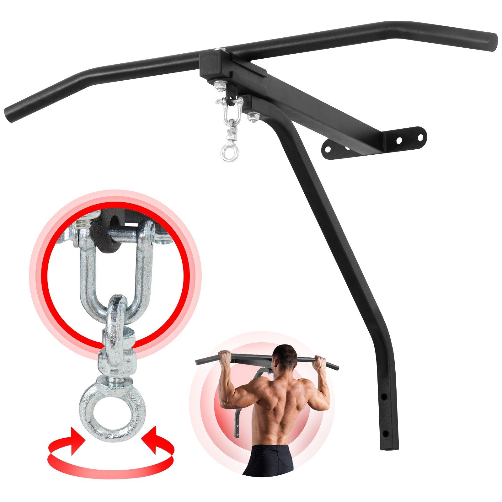 Physionics Klimmzugstange Klimmzugstange mit Boxsack Wandhalterung- 2in1, Wandmontage, bis 100kg