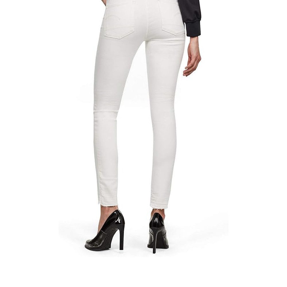 G-STAR Gerade Jeans RAW Damen 3301 High Skinny Ripped Edge Ankle 25W/32L (1-tlg) Jeans Hose Weiß