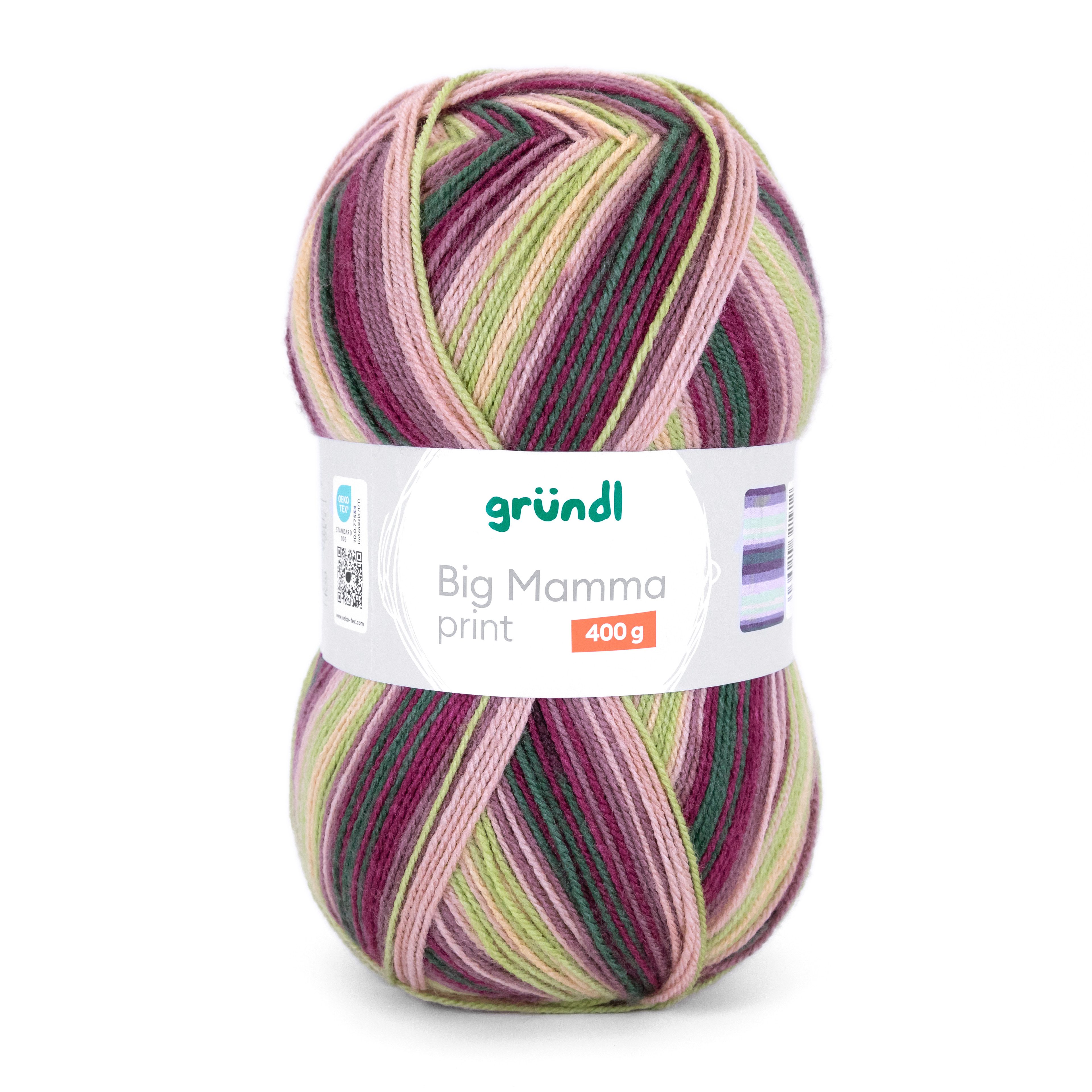 Gründl Wolle 400g Big Mamma Print Großknäuel Strickgarn Häkelwolle, 1040,00 m (Wolle zum Stricken und Häkeln, Strickwolle Handarbeitsgarn, Handstrickgarn), Wolle ohne Schurwolle