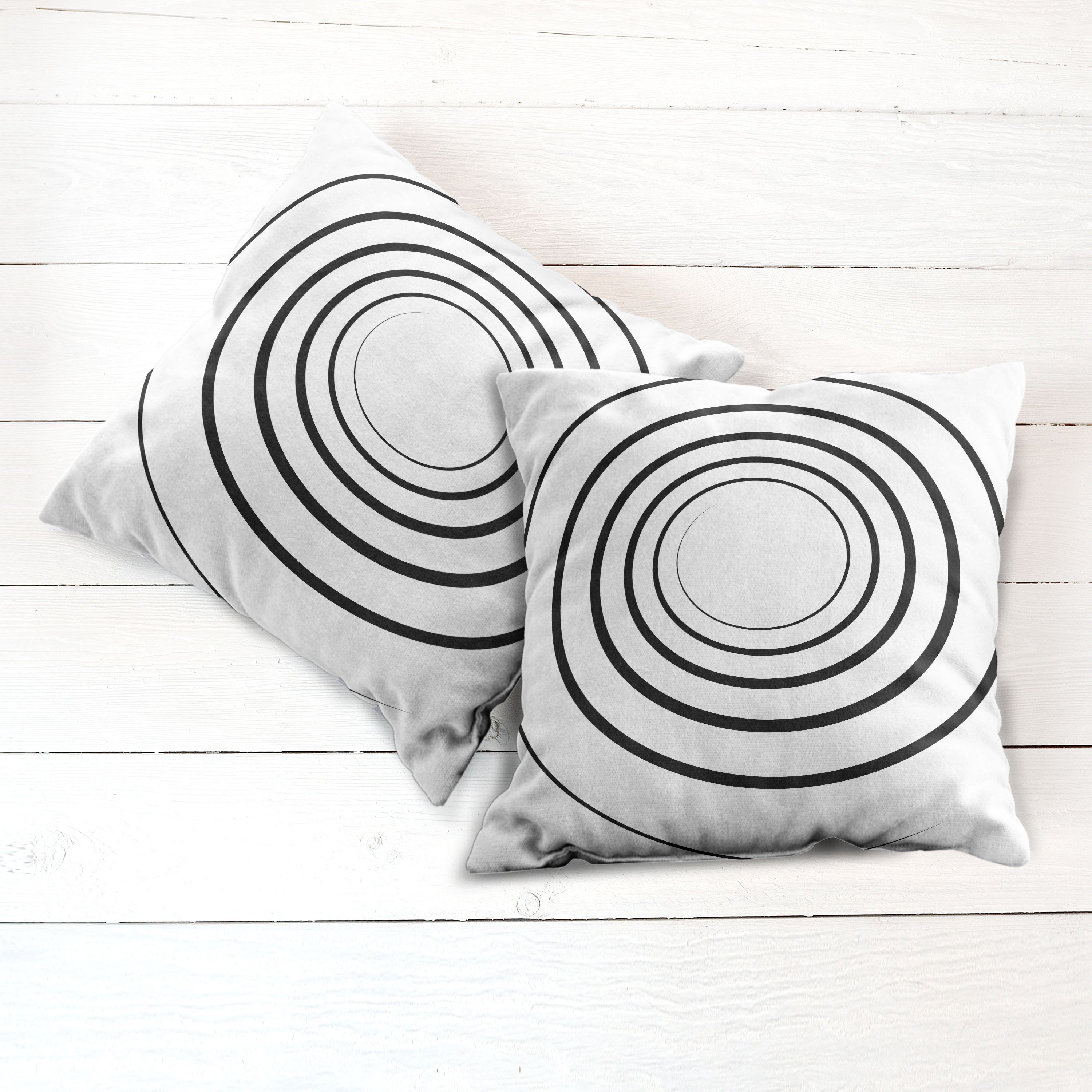Monochrom Doppelseitiger Abakuhaus Accent Modern (2 Spiralform Stück), Digitaldruck, Weiß Kissenbezüge
