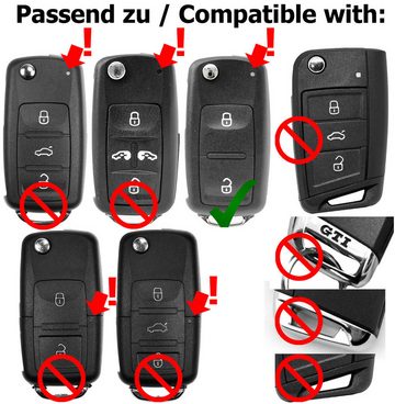 mt-key Auto Klapp Schlüssel 2 Tasten + 1x HAA Rohling + 1x passende CR2032 Knopfzelle, CR2032 (3 V), für VW Amarok T5 T6 Funk Fernbedienung