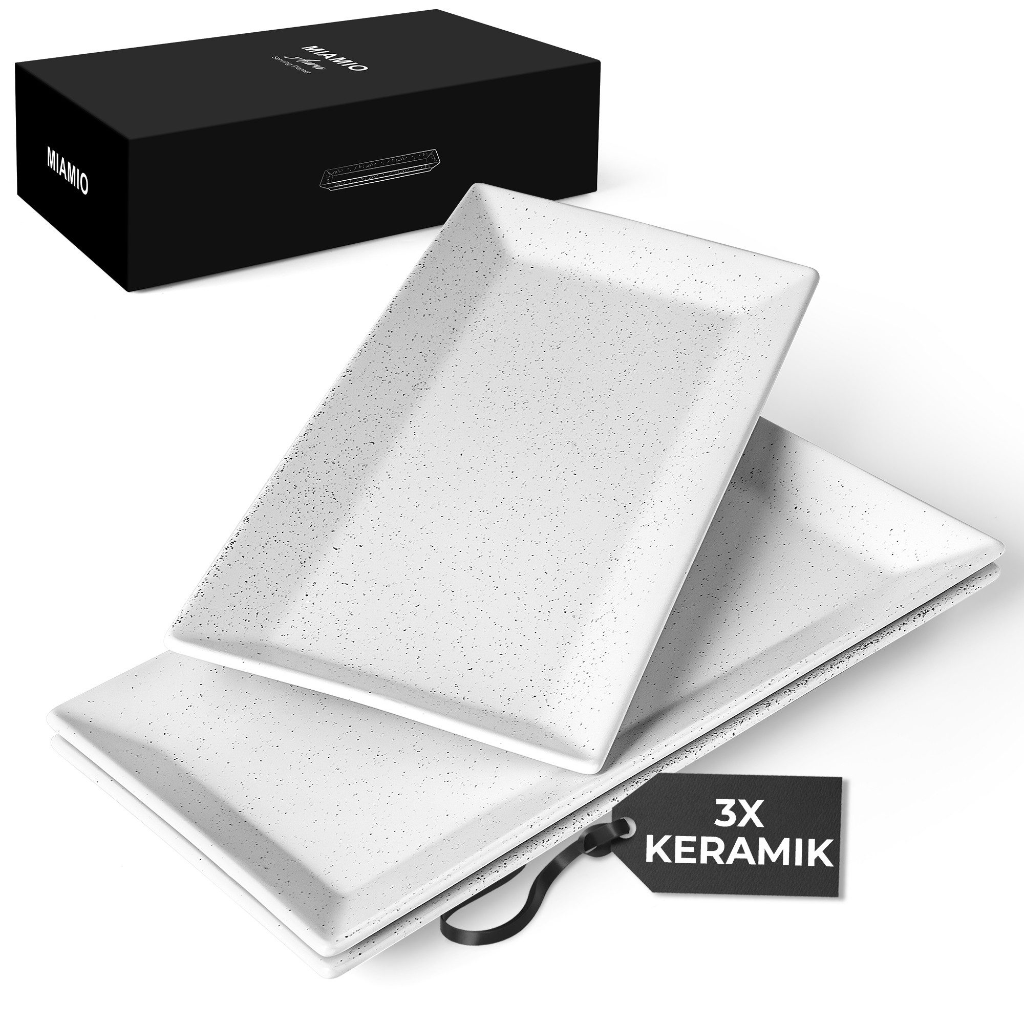 MiaMio Servierplatte Aura 30 x 15 cm, Keramik, (Set, 3-tlg., 3 rechteckige Servierplatten, 30 x 15 cm), Aura, rechteckig, 30 x 15 cm, 3-teilig