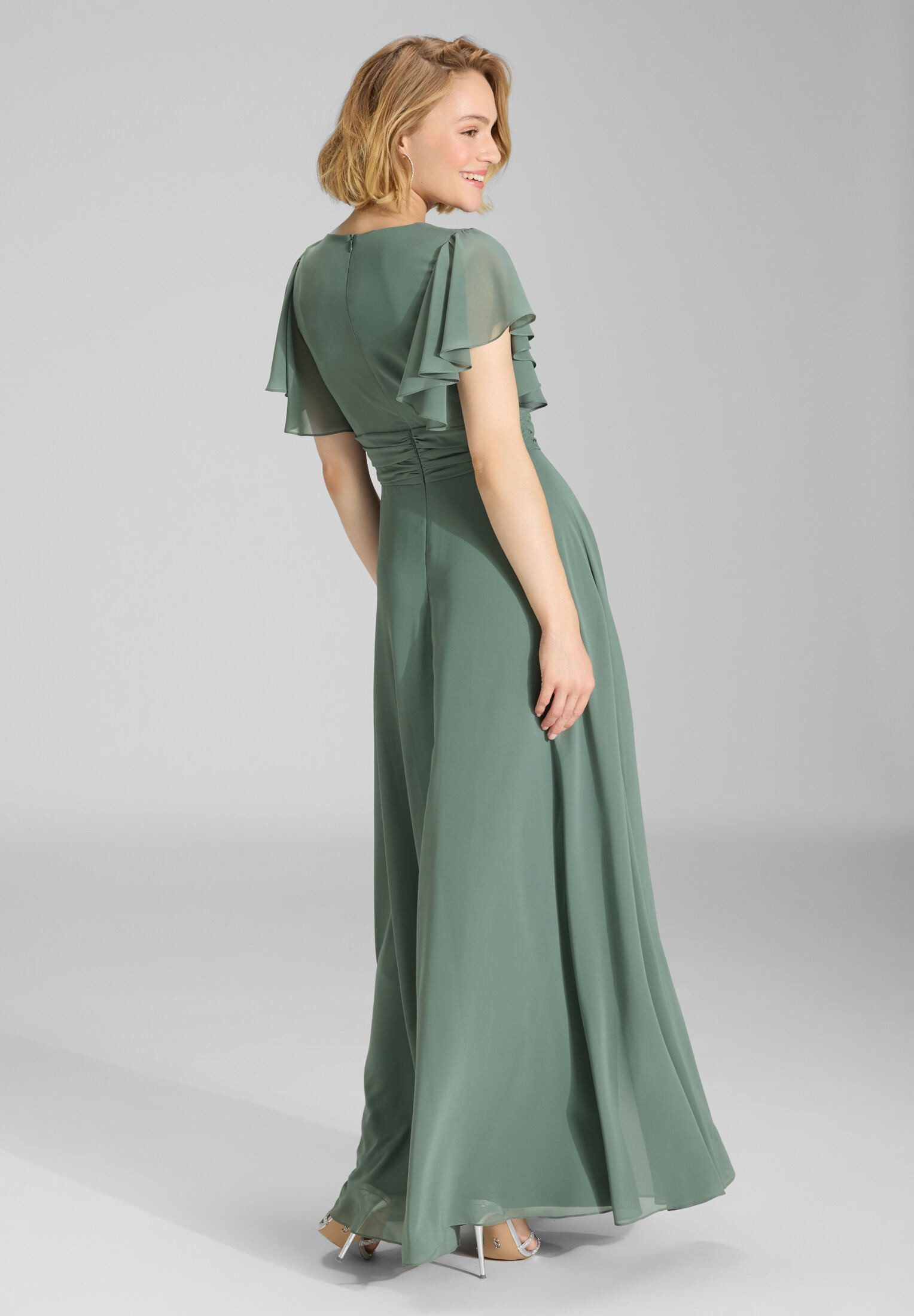 SWING Jumpsuit - Chiffon Jumpsuit mit Überrock und Volantärmeln Oberteil in günstig online kaufen