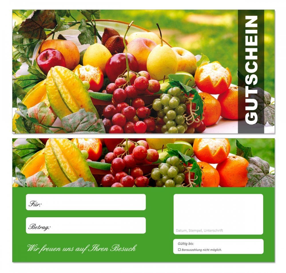 Geschenkkarte Geschenkgutscheine gesundes Obst Früchte Gutscheine (Obst-670)