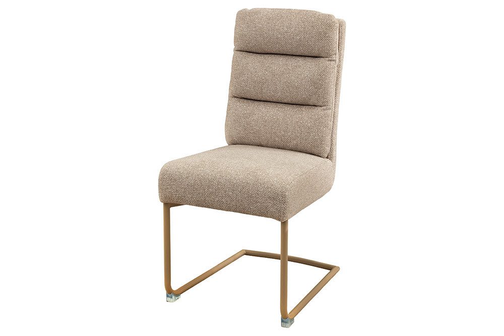 riess-ambiente Freischwinger COMFORT beige - Strukturstoff, Metall, Wippfunktion, Nosagefederung (Einzelartikel, 1 St), Moderner Polsterstuhl - ideal für Wohnzimmer, Küche oder Home Office