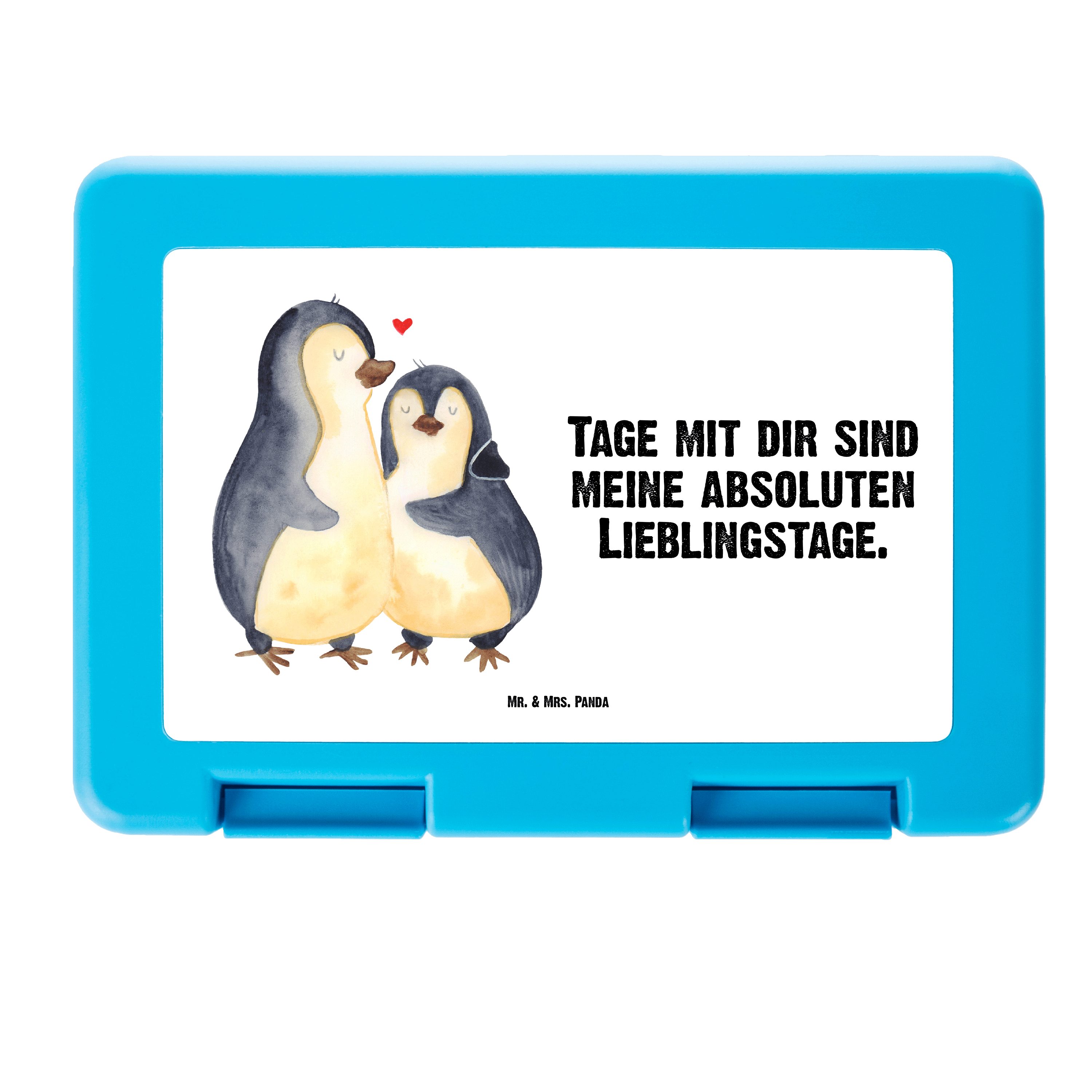 Mr. & Mrs. Panda Butterdose Pinguin umarmend - Weiß - Geschenk, Umarmung, Snackbox, Liebe, Hochze, Premium Kunststoff, (1-tlg)