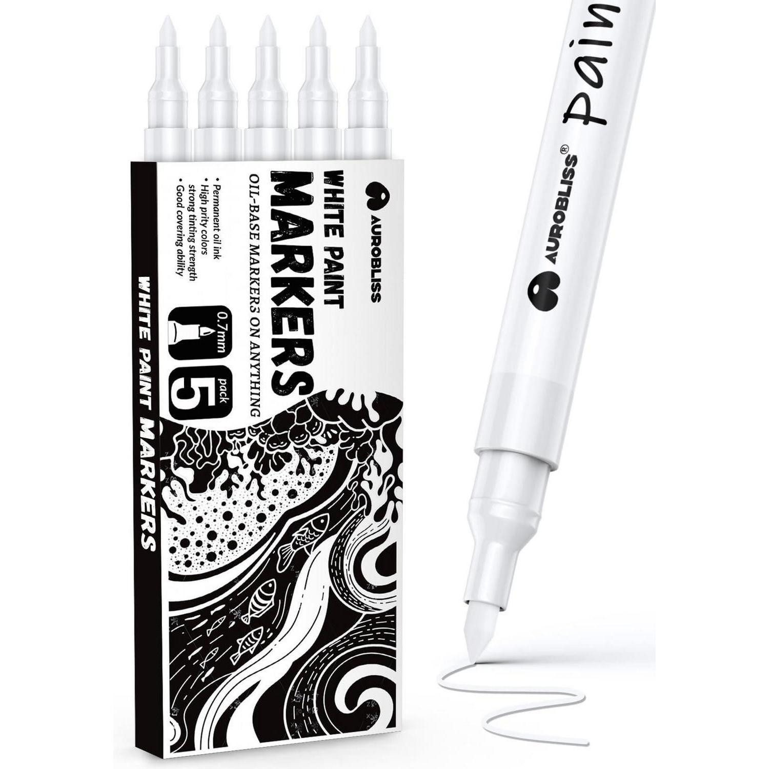 LuxusKollektion Permanentmarker Lackmarker Fein Weiß 5er-Set