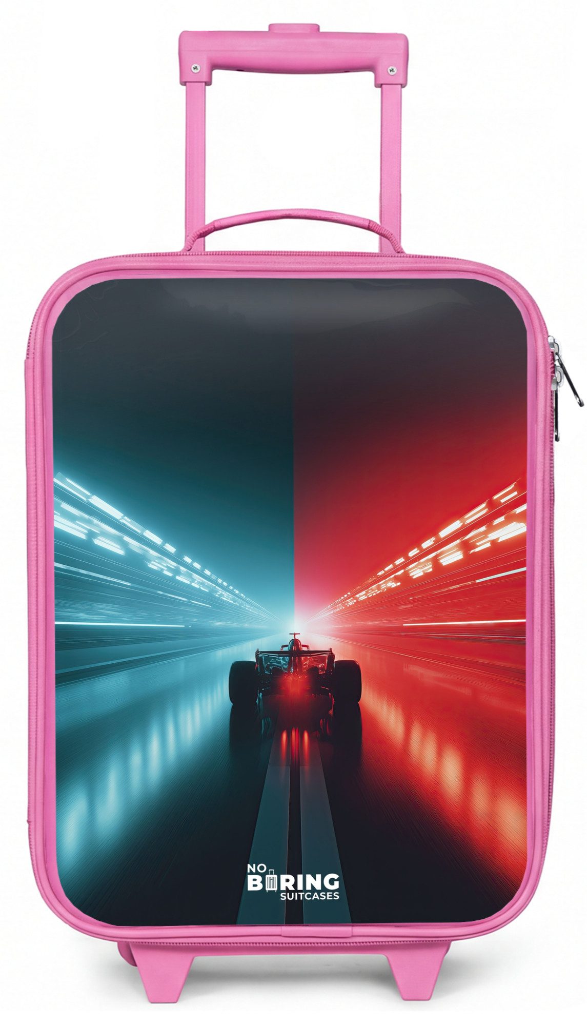 Kinderkoffer mit leuchtende Räder - Rennstrecke - Rennwagen - Neon - Rot