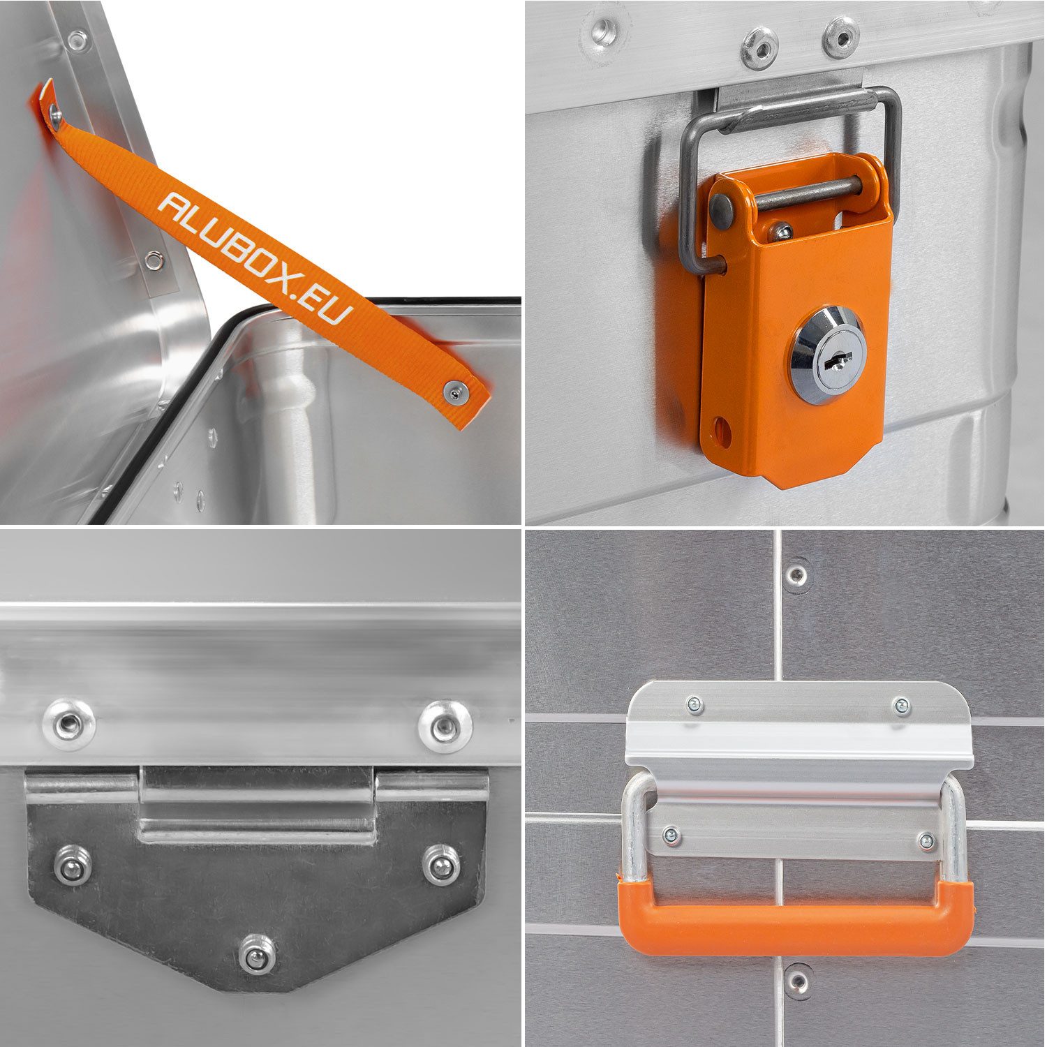 ALUBOX Aufbewahrungsbox Alukiste Transportbox abschließbar mit Deckel (29 Liter), Fangbänder am Deckel - inklusive Zylinderschlösser