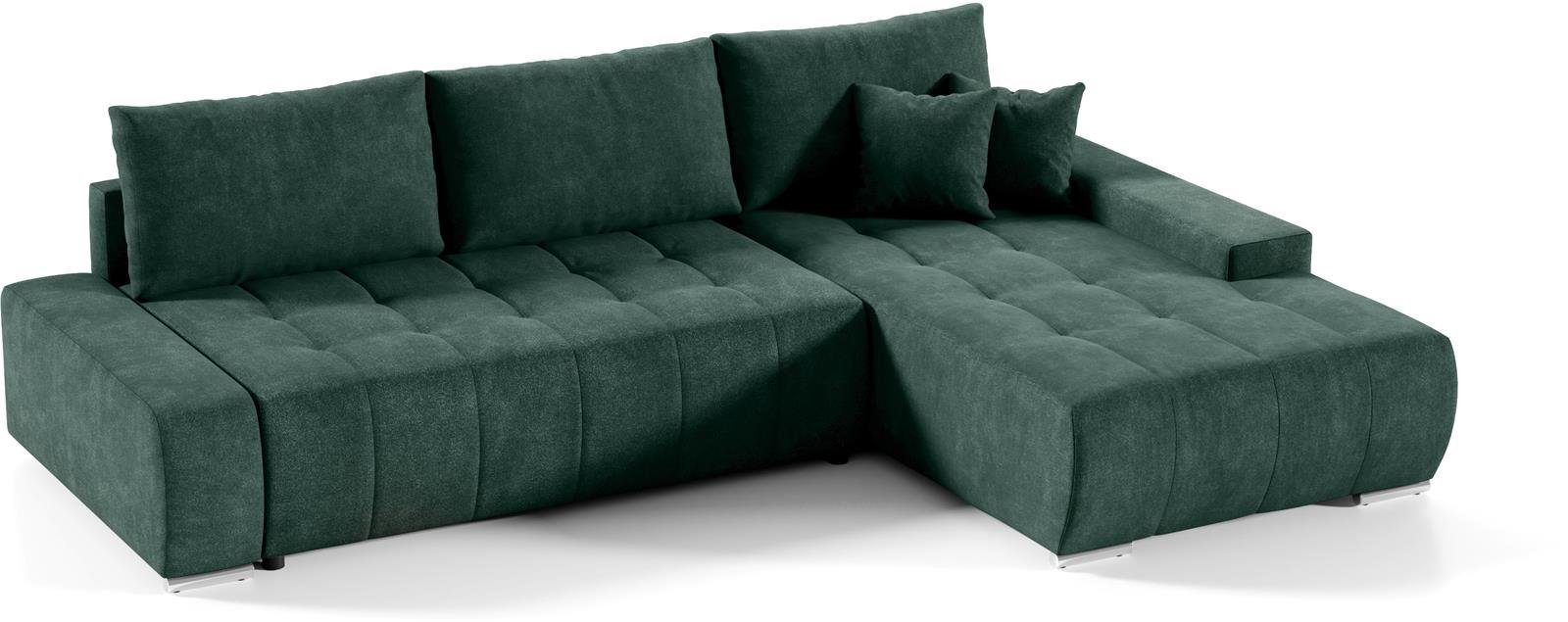 Compleo Ecksofa MONO L-Form Ecksofa mit Steppung, Schlafsofa aus Velourstof günstig online kaufen
