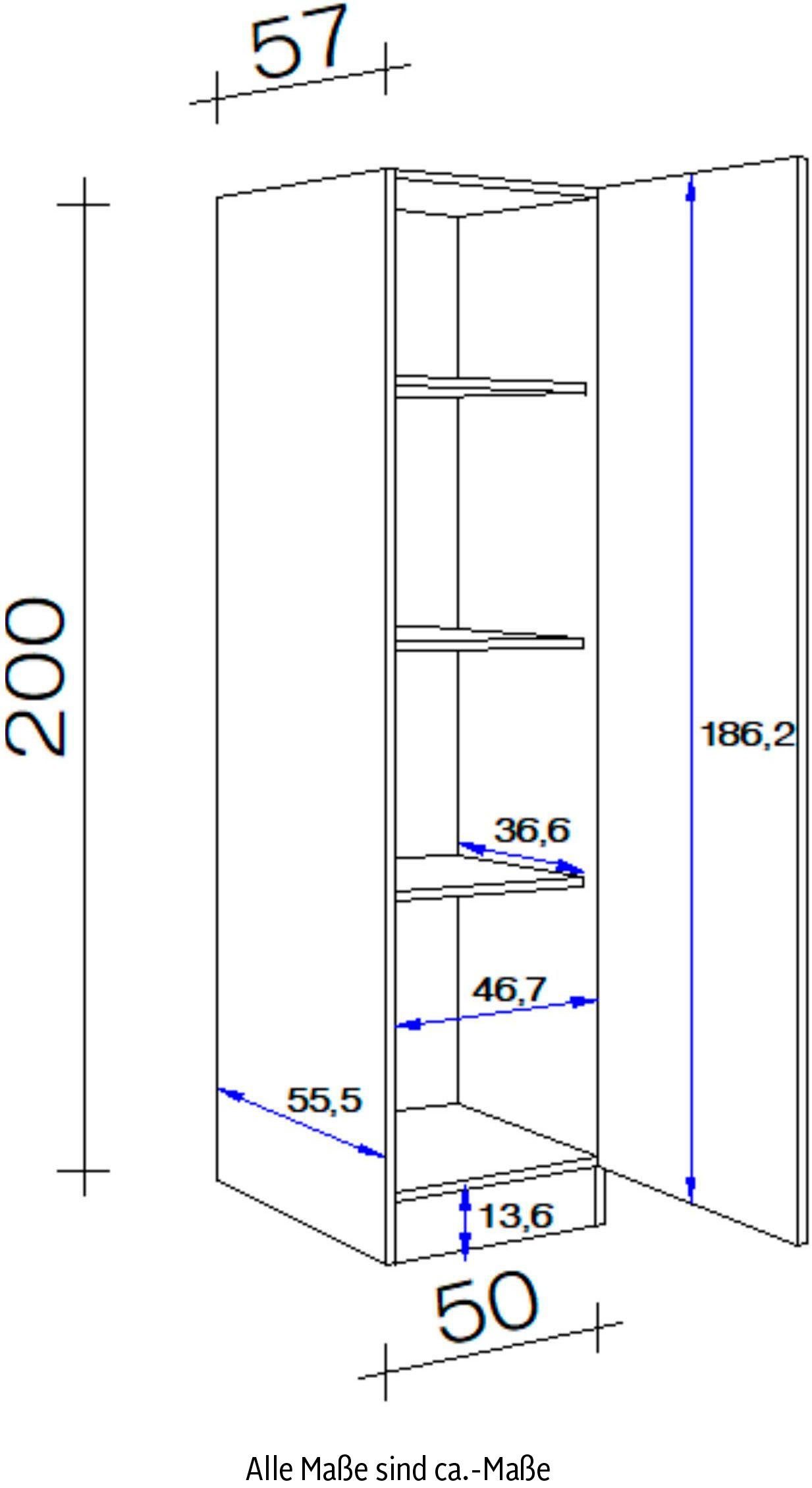 Flex-Well Seitenschrank Kopenhagen x x H viel Stauraum 200 57 cm, (B x T) für x 50
