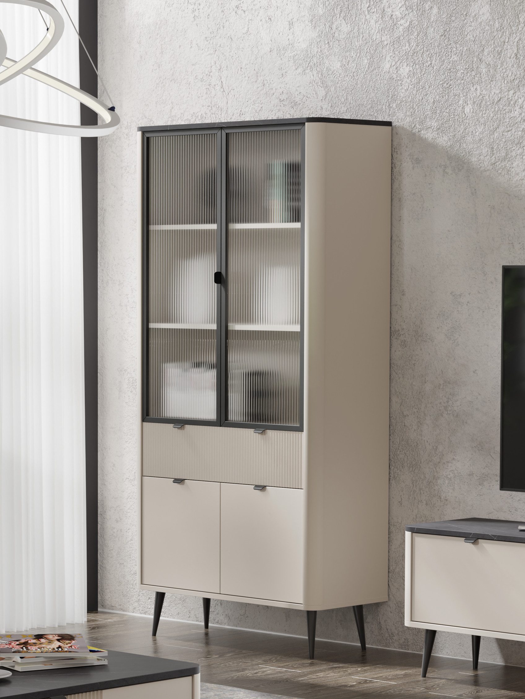 Compleo Standvitrine mit Lamellen LILIA, Elegant günstig online kaufen
