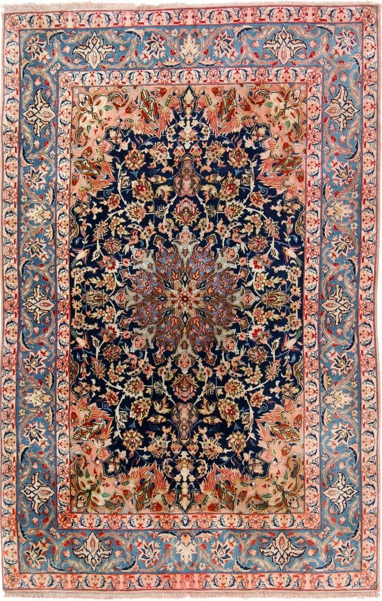 Orientteppich Isfahan Alt Seidenkette 107x168 Handgeknüpfter Orientteppich, Nain Trading, rechteckig, Höhe: 6 mm