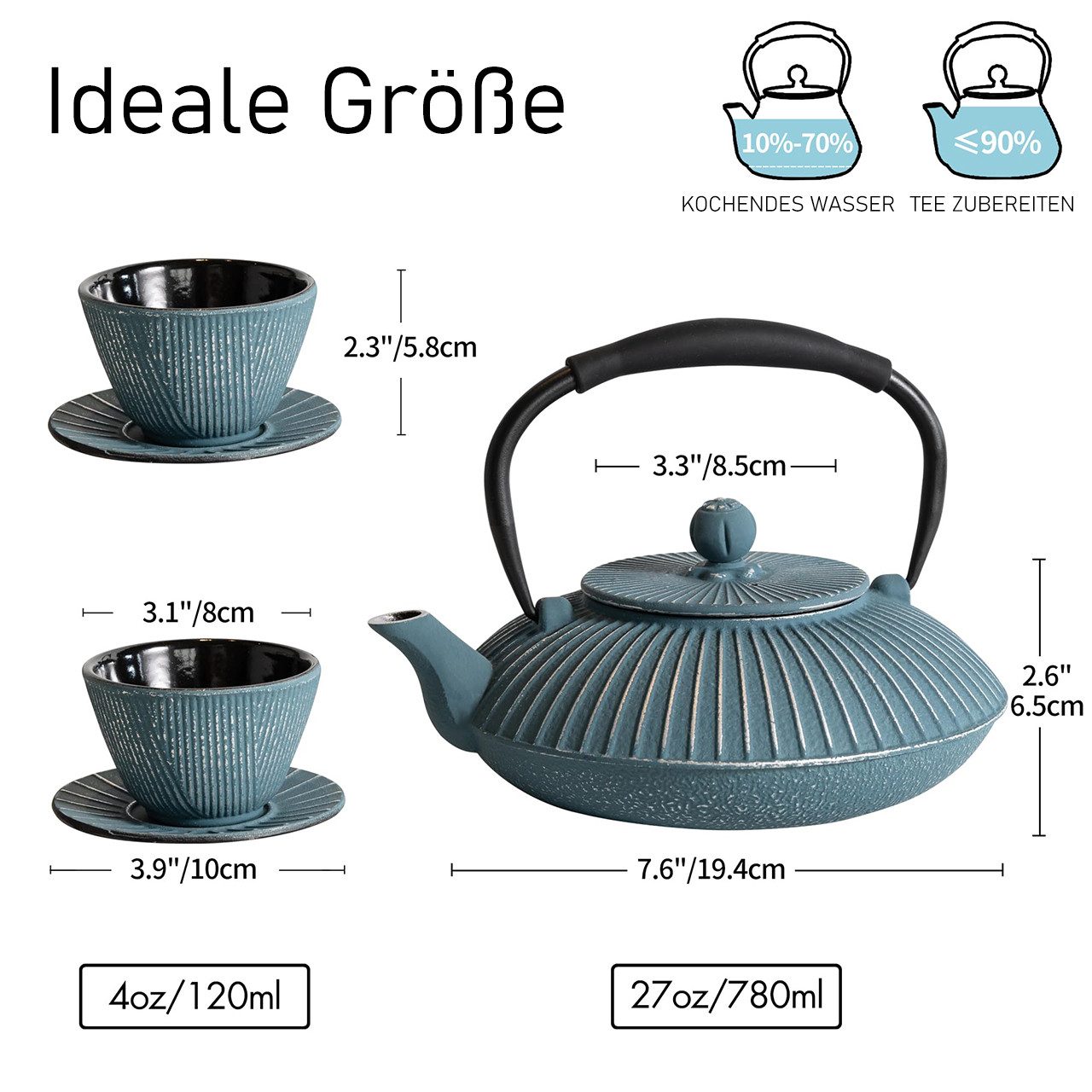Vankel Teekanne Vielseitige Gusseisen Teekanne Kollektion mit Edelstahlfilter