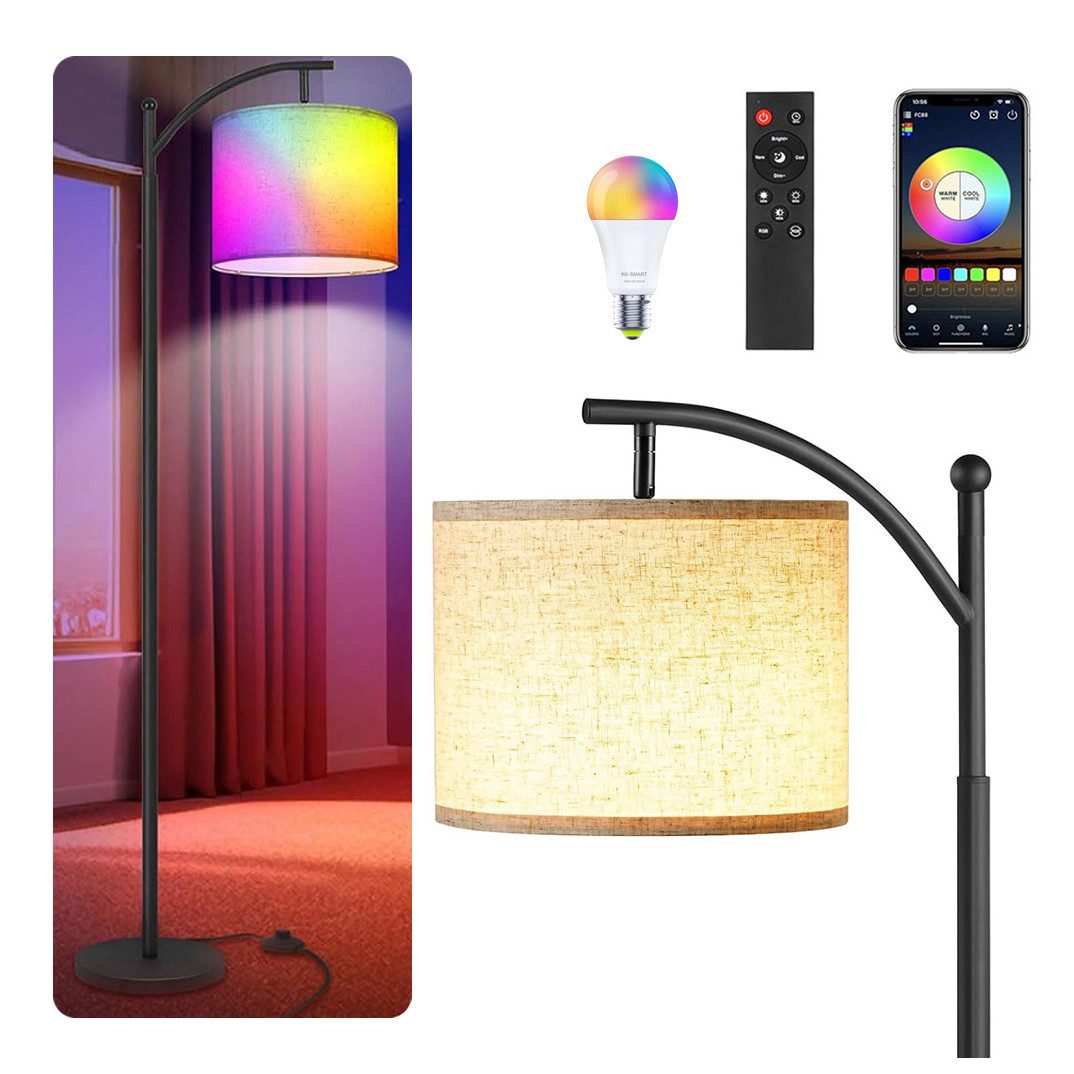 LED Stehlampe RGB Floor Lamp Dimmbar E27 155CM Leselampe für Wohnzimmer Schlafzimmer