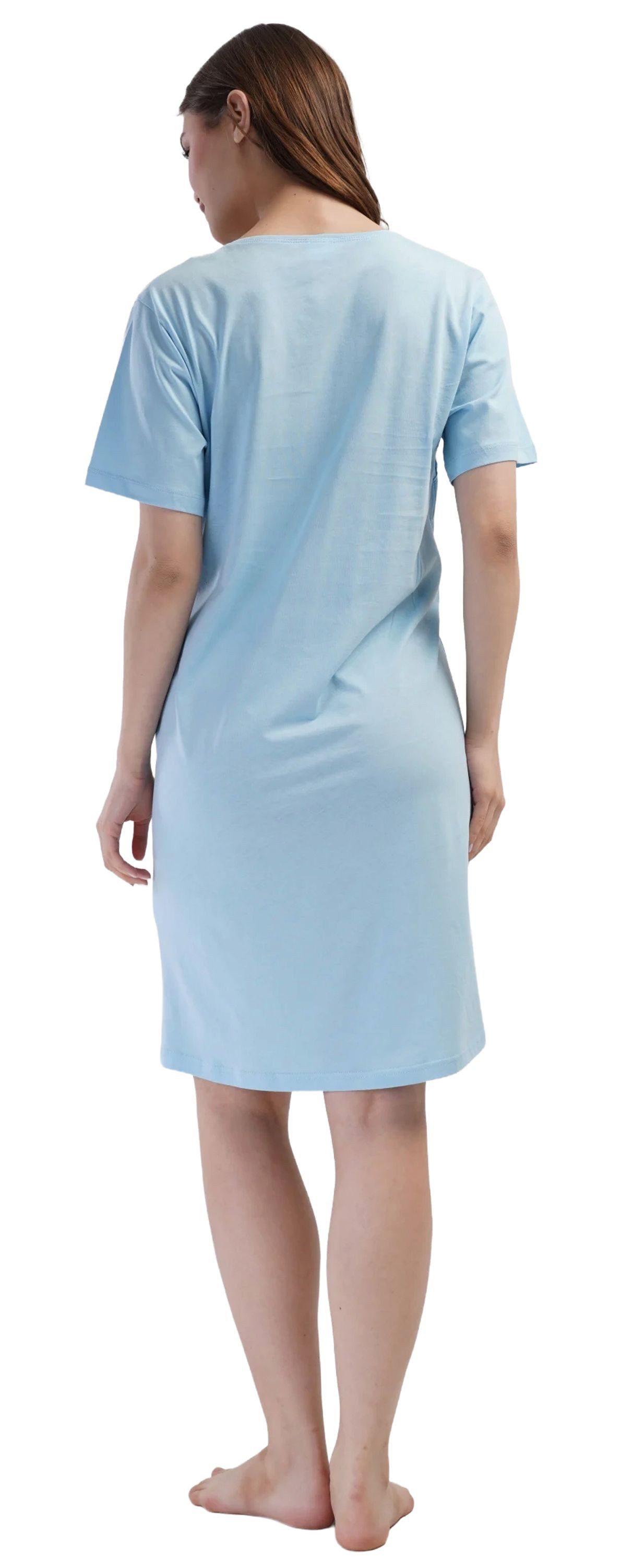 Vienetta Nachthemd Joyful Journey (Set, 1-tlg., 1-teilig) Damen Sleepshirt ca.95cm lang Stillfunktion Knöpfe Baumwolle