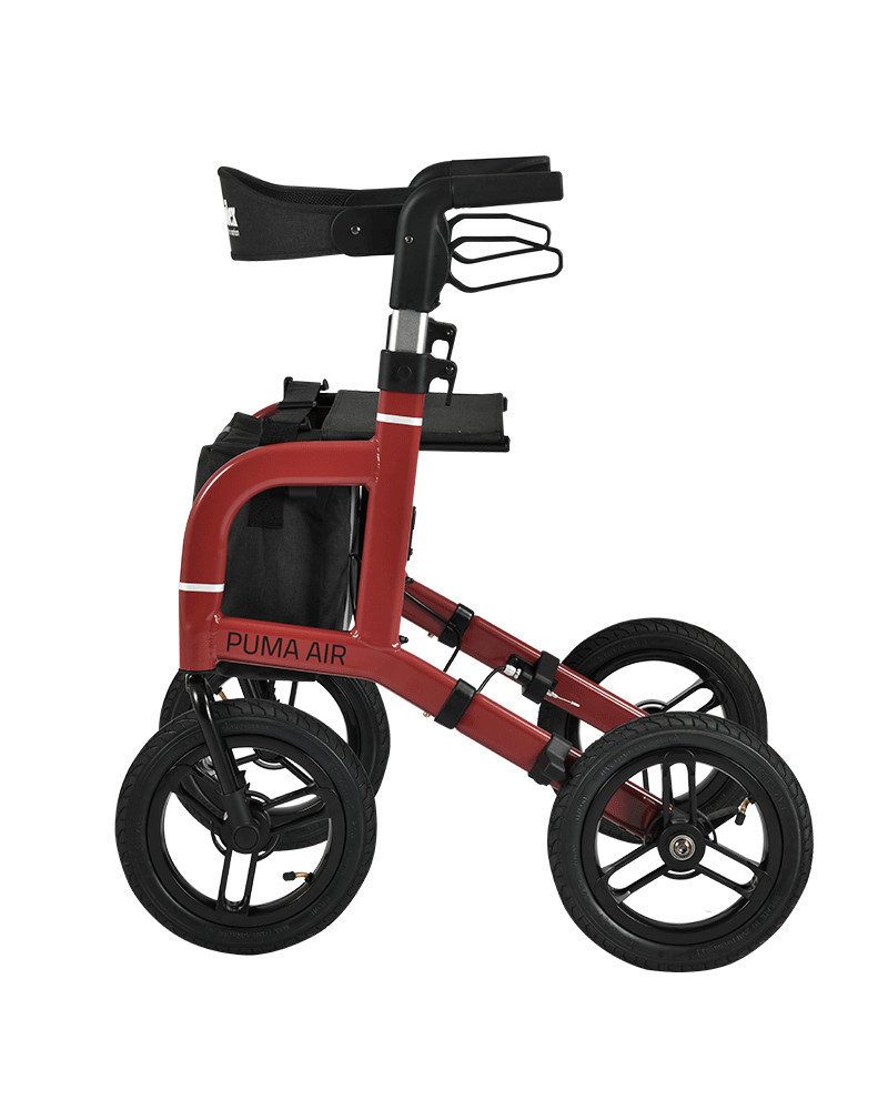 FabaCare Rollator Outdoor Puma Air Gehwagen, Gehhilfe für Senioren mit Luftbereifung