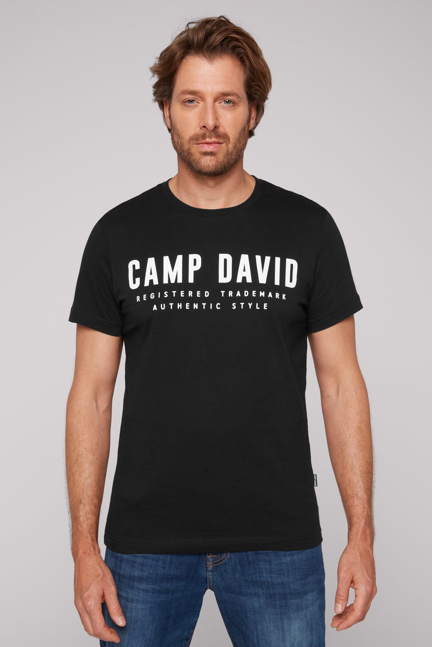 DAVID Baumwolle, Passform CAMP Rundhalsshirt aus Klassische