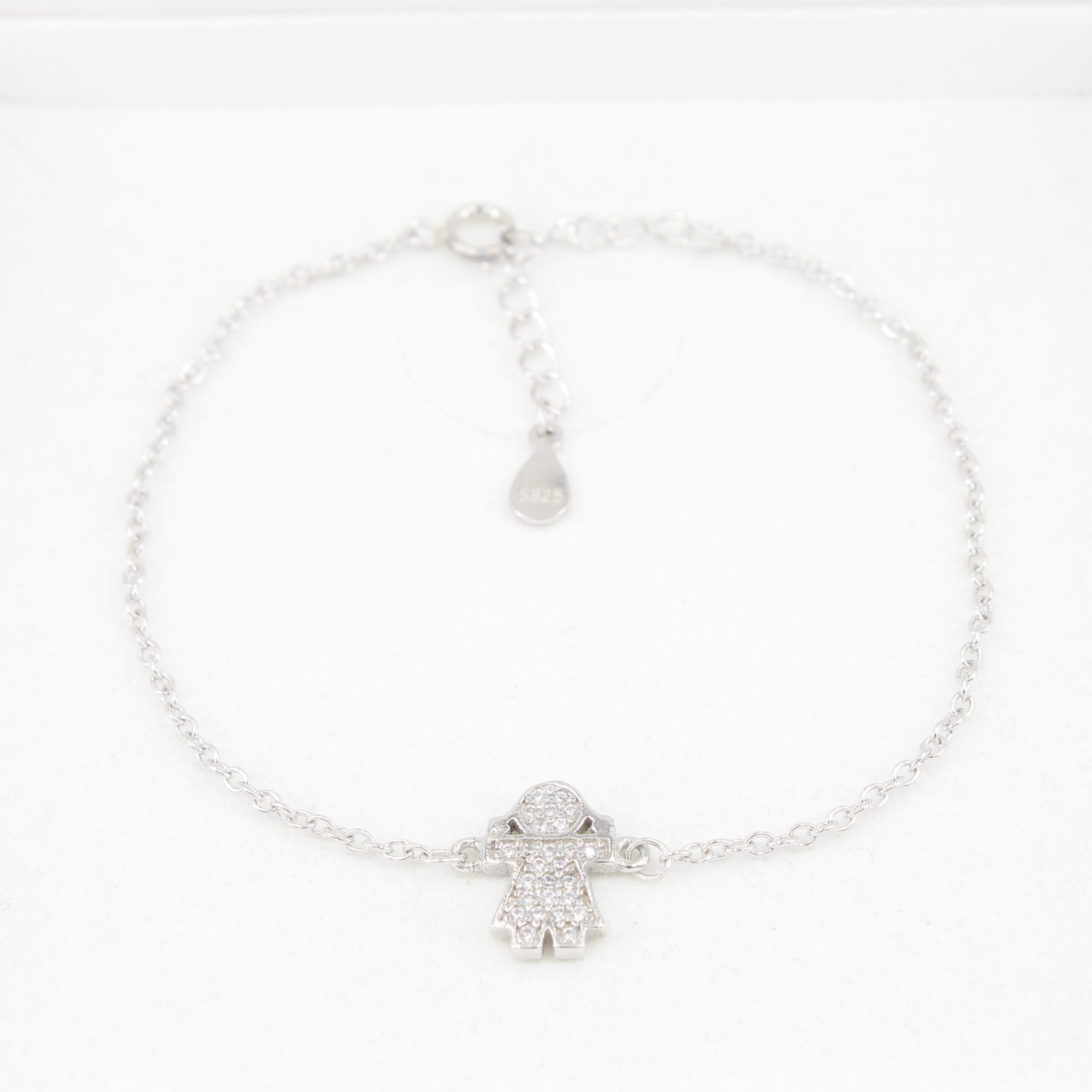 PANDACHARMS Silberarmband Armkettchen Engelchen, 925 Silber mit Zirkonia, Länge variabel 16-18cm