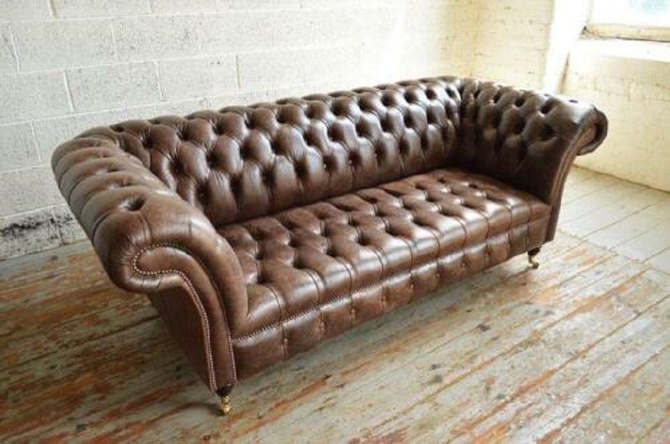 JVmoebel 3-Sitzer Sofa Couch Polster 3 Sitzer Rollen Chesterfield 100% Leder Sofort | Einzelsofas