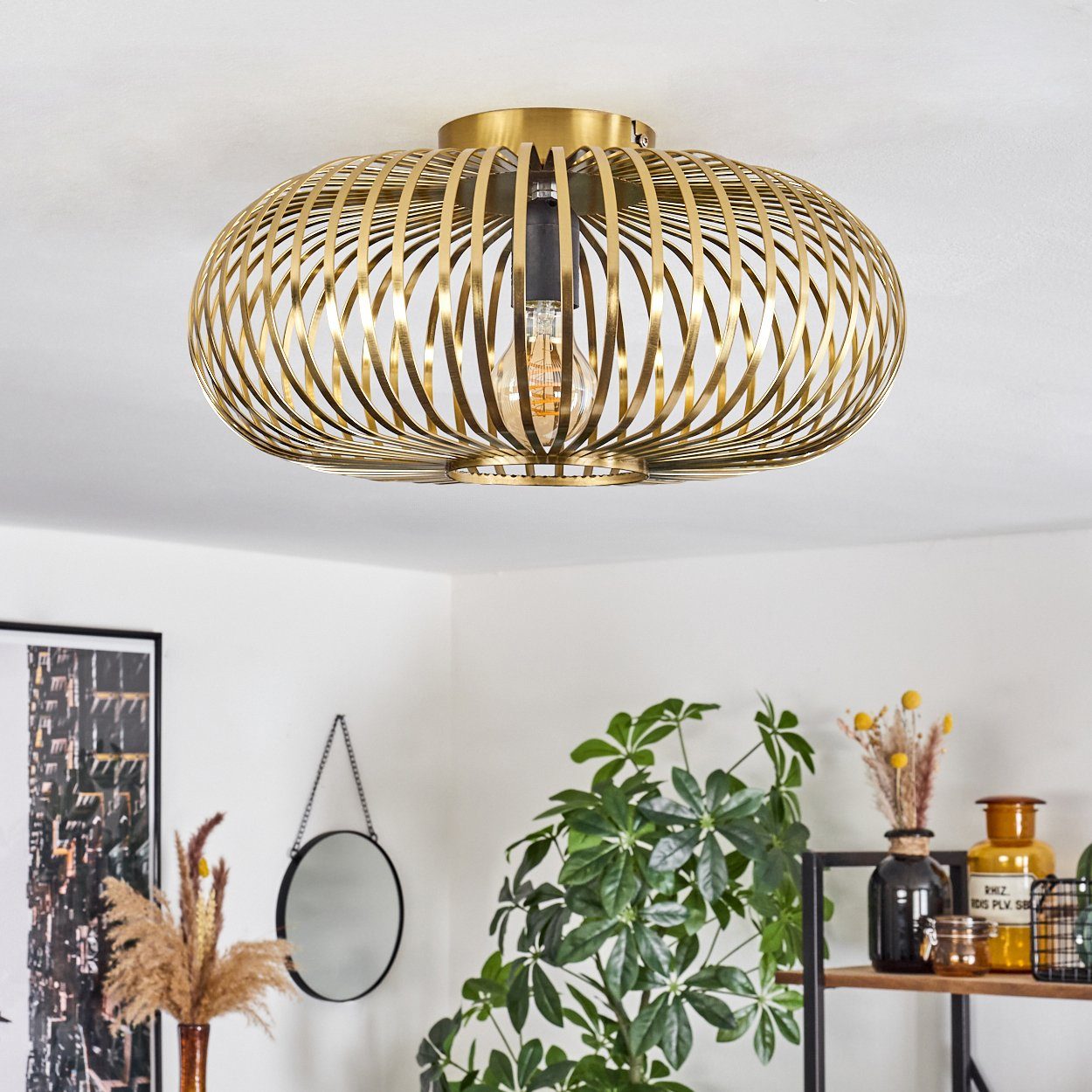 hofstein Deckenleuchte moderne Deckenlampe aus Metall in Messingfarben, ohne Leuchtmittel, Deckenleuchte Lichteffekt, Ø40,5cm, 1x E27, ohne Leuchtmittel