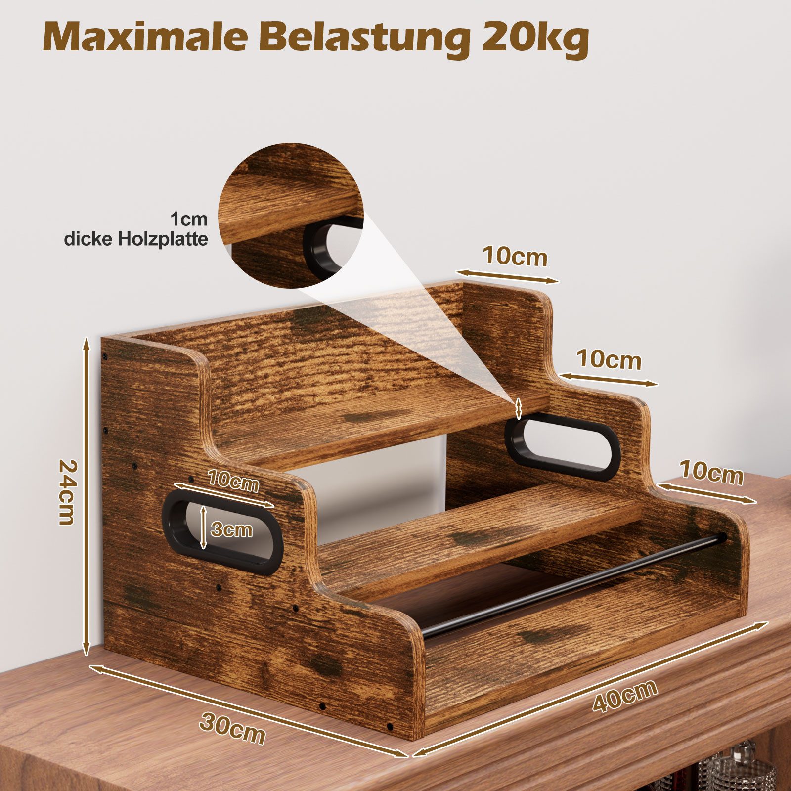 Yorbay Weinregal für Arbeitsplatte,Weinständer aus Holz,Dreistöckiger Bar-Regal, Weinflaschenhalter für Küche, Wohnzimmer und Home-Bar