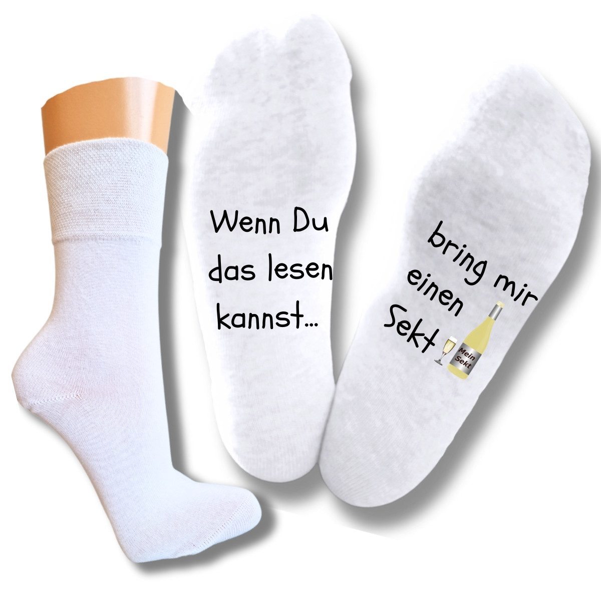 Basicsocken Spruchsocken ... bring mir Sekt