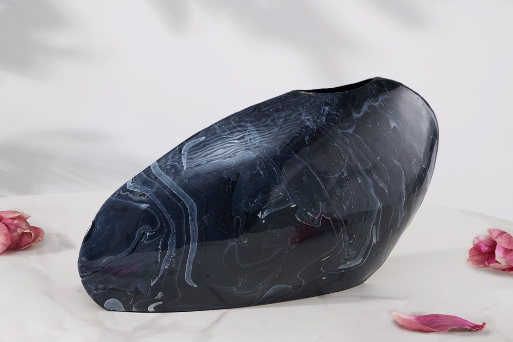 riess-ambiente Dekovase STONE 40cm schwarz Wohnaccessoire · St), · Handarbeit Marmor · Eisen (Einzelartikel, 1 · Wohnzimmer Design ·
