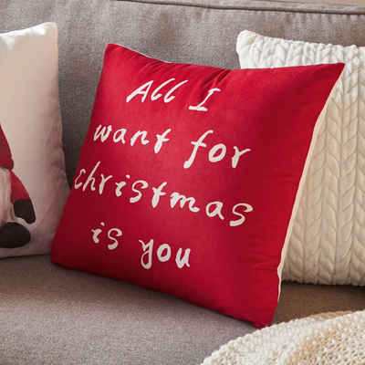 Kissenhülle Kissenhülle Weihnachten Rot Weiß Kissenbezug 45 x 45 Kissen, Home-trends24.de