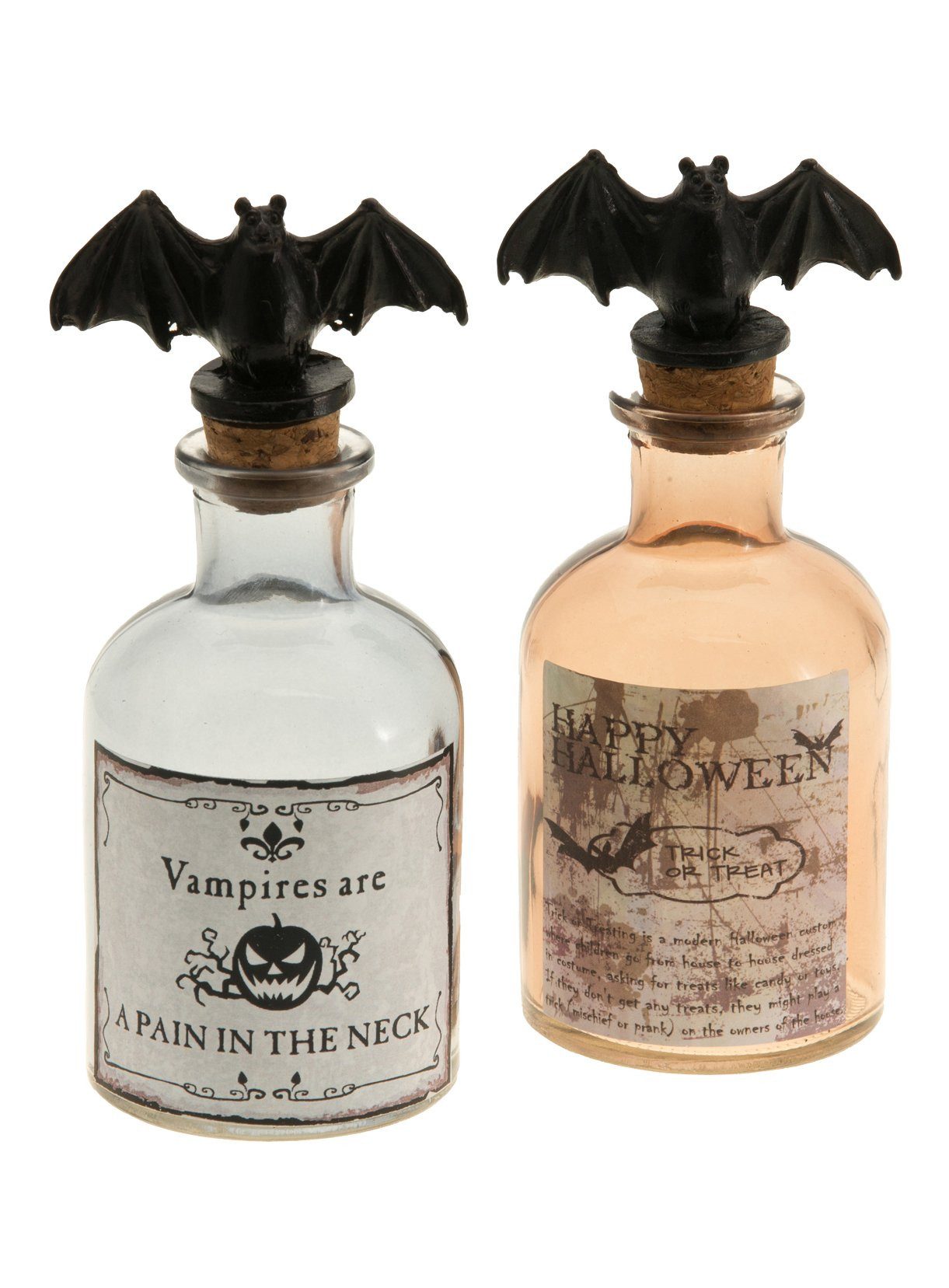 CHAKS Dekoobjekt Zwei Fledermaus Glasflaschen