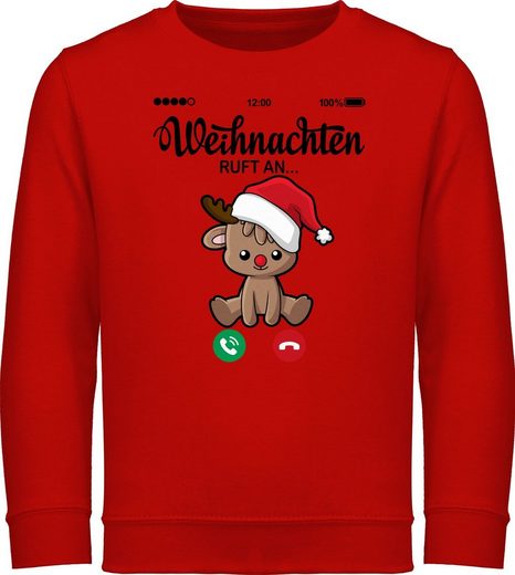 Shirtracer Sweatshirt »Weihnachten ruft an mit süßem Rentier - Weihnachten Kinder Geschenk - Kinder Premium Pullover« Weihnachtsgeschenk Christmas Deko