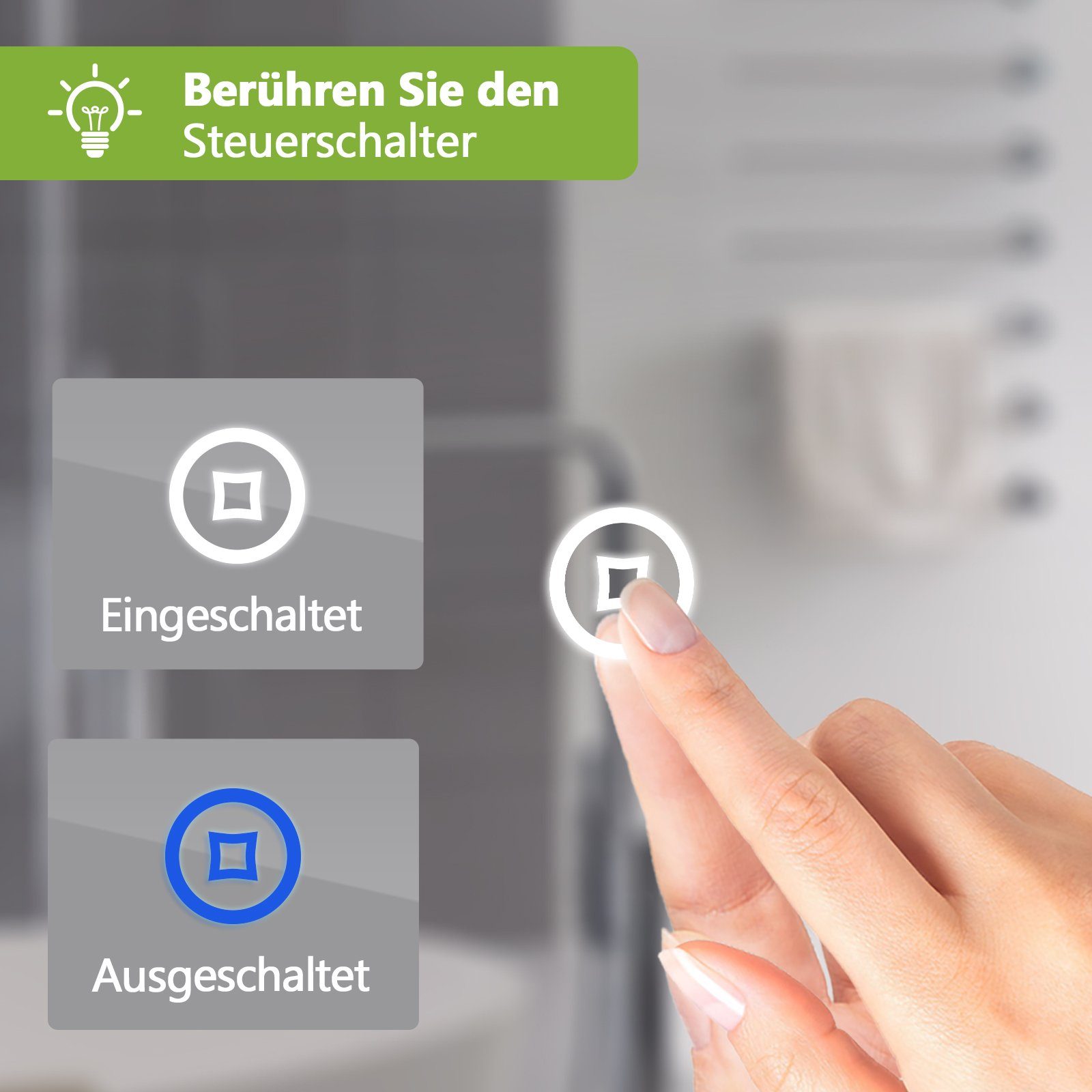 60 Vergrößerung cm,Touch-Schalter,Uhr,3 Lichtfarbe,3-Fach Wandspiegel, Badspiegel S'AFIELINA Beleuchtung mit x Badspiegel LED Badezimmerspiegel 100