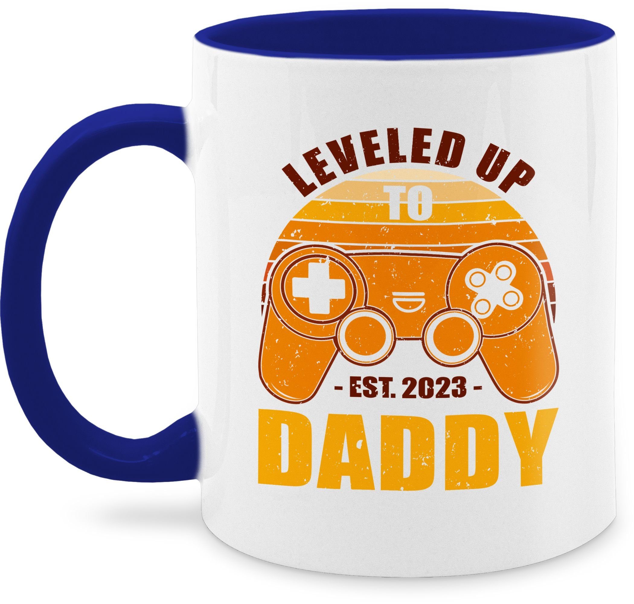 Leveled Tasse Vatertag to Dunkelblau Shirtracer 3 Up Keramik, Geschenk 2023, Est Kaffeetasse Daddy